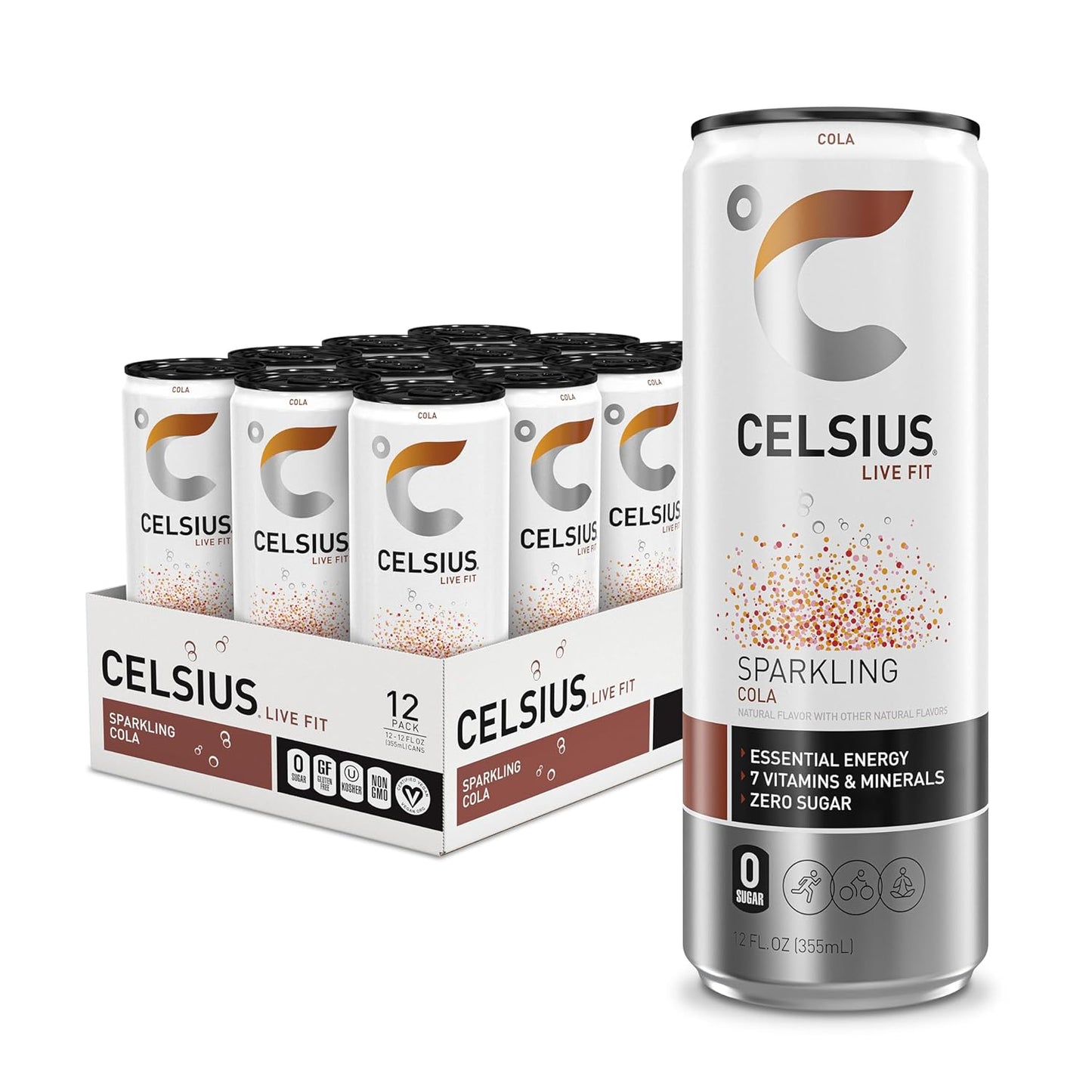 CELSIUS Sparkling Orange, Functional Essential Energy Drink 12 Fl Oz
