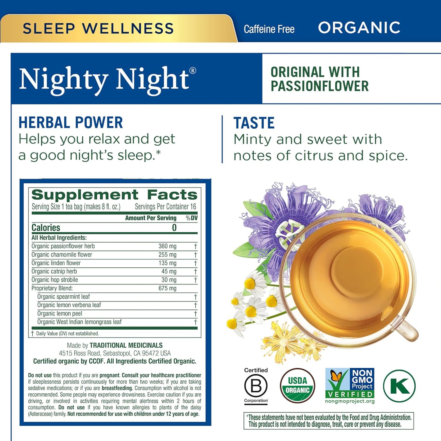 Traditional Medicinals Tea, Organic Red Clover, Supports Skin Health, 16 Tea Bags