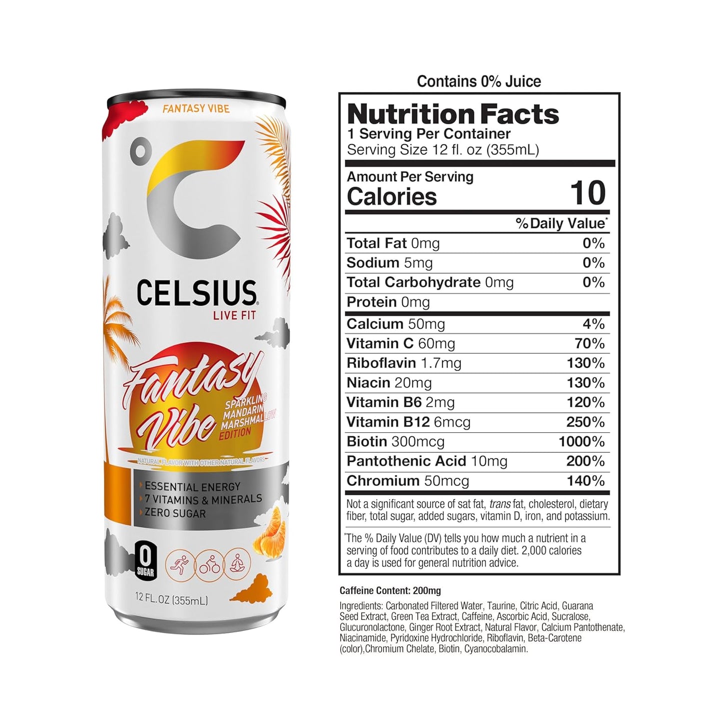 CELSIUS Sparkling Orange, Functional Essential Energy Drink 12 Fl Oz