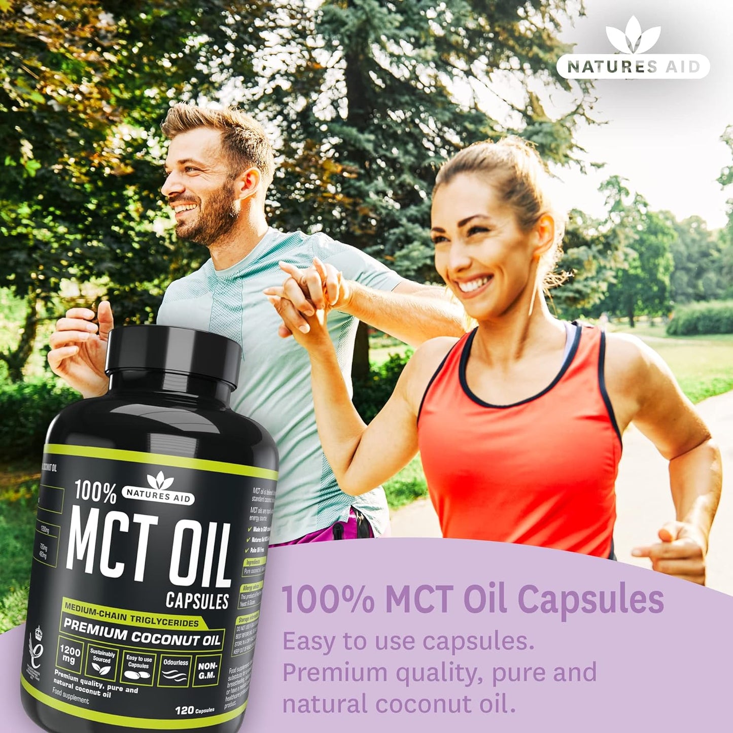 زيت MCT بنسبة 100% من Natures Aid، زيت جوز الهند الفاخر، من مصدر مستدام، يُضاف إلى القهوة أو المخفوقات، نباتي، 500 مل