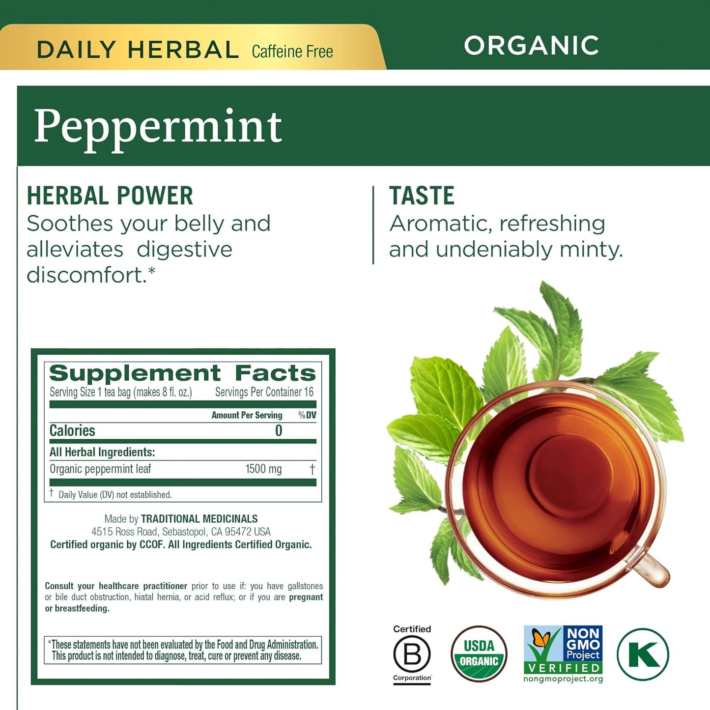 Traditional Medicinals Tea, Organic Red Clover, Supports Skin Health, 16 Tea Bags