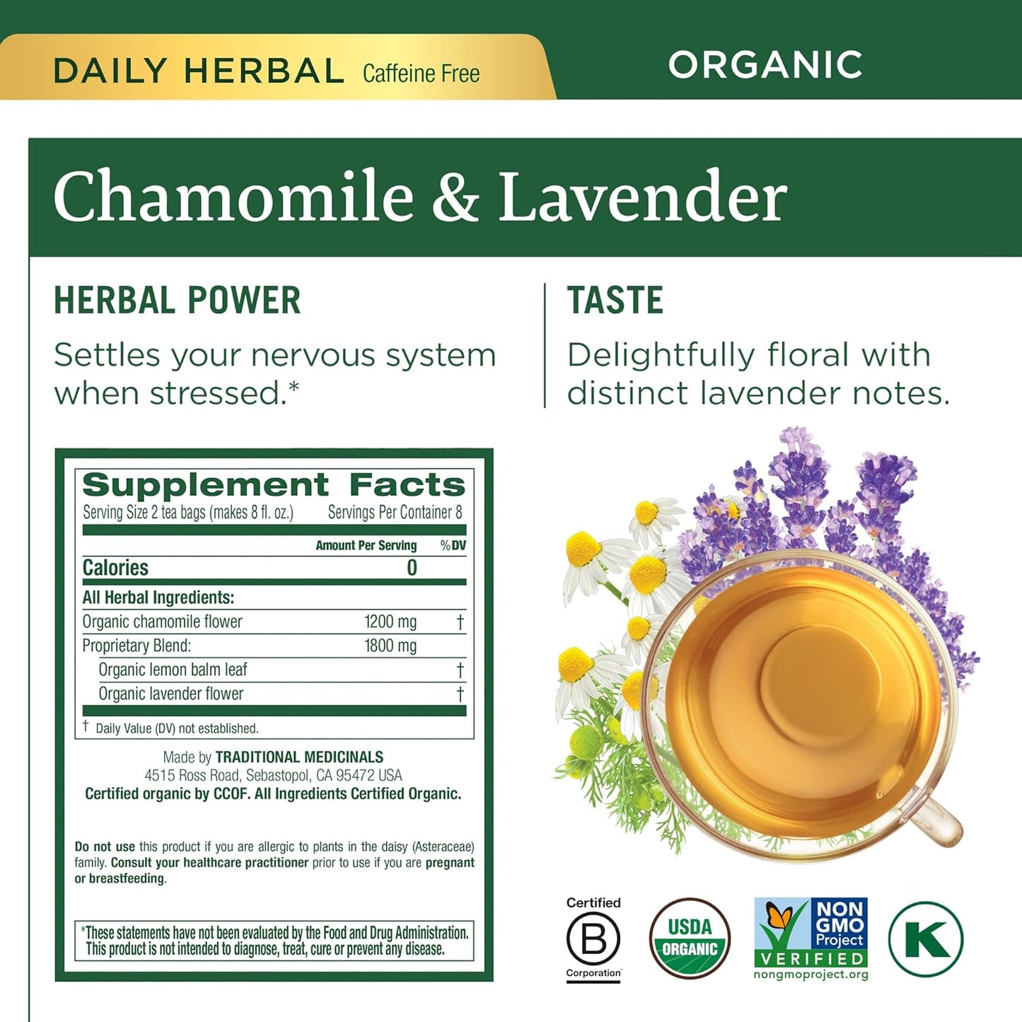 Traditional Medicinals Tea, Organic Red Clover, Supports Skin Health, 16 Tea Bags