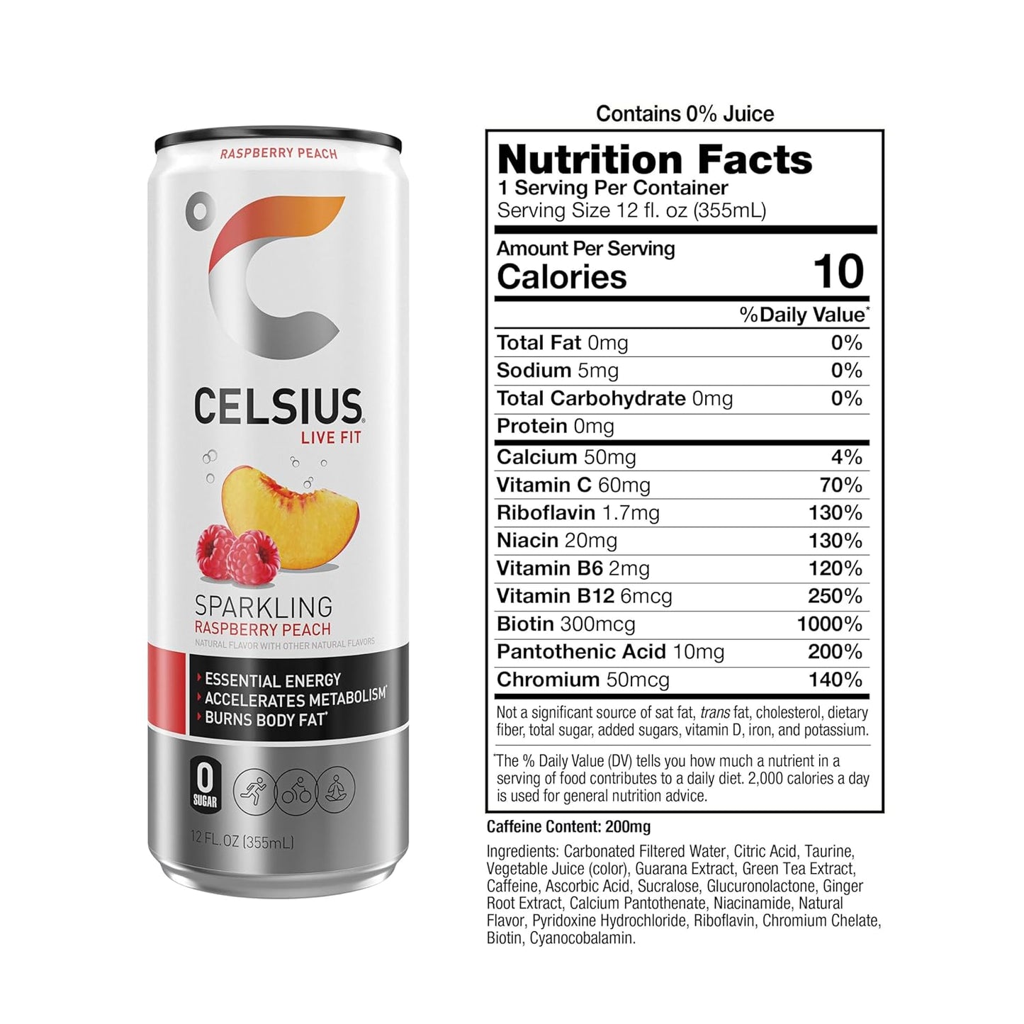 CELSIUS Sparkling Orange, Functional Essential Energy Drink 12 Fl Oz