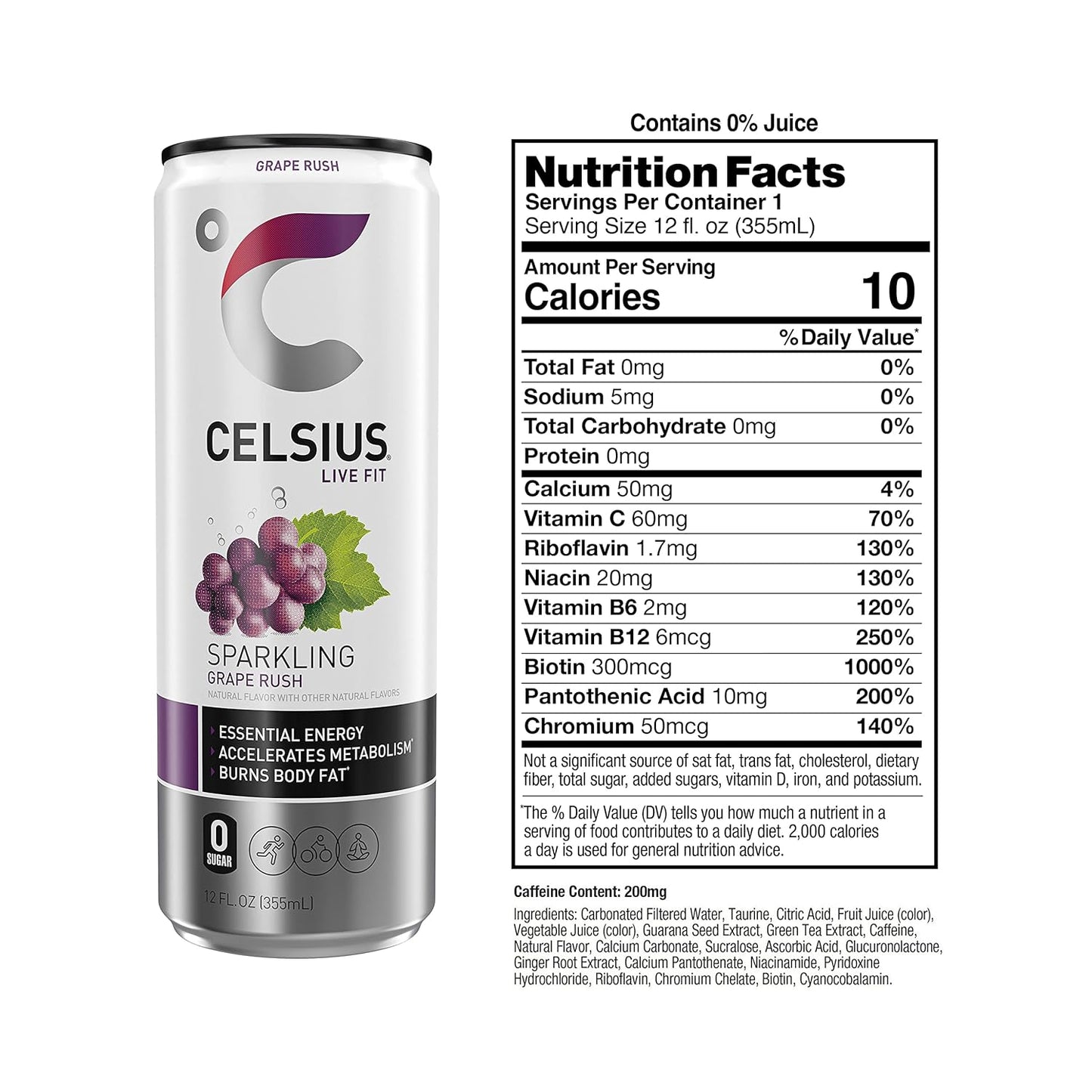CELSIUS Sparkling Orange, Functional Essential Energy Drink 12 Fl Oz