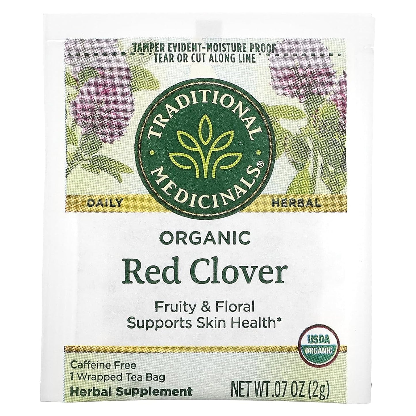Traditional Medicinals Tea, Organic Red Clover, Supports Skin Health, 16 Tea Bags