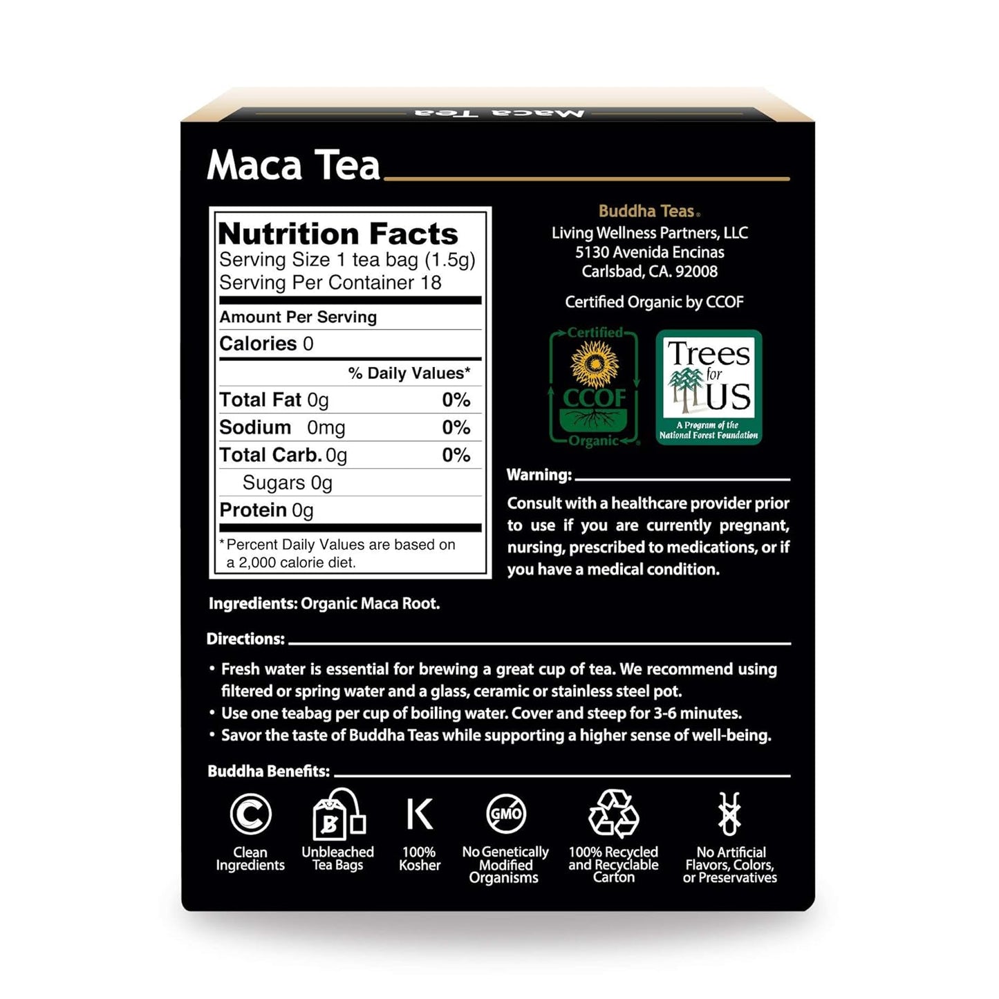 Buddha Teas Organic Dandelion Root Tea – 18 Bleach-Free Tea Bags – Caffeine-Free Tea with a Rich, Earthy Taste, Natural Source of Vitamins, Minerals, and Antioxidants, Kosher, GMO-Free
