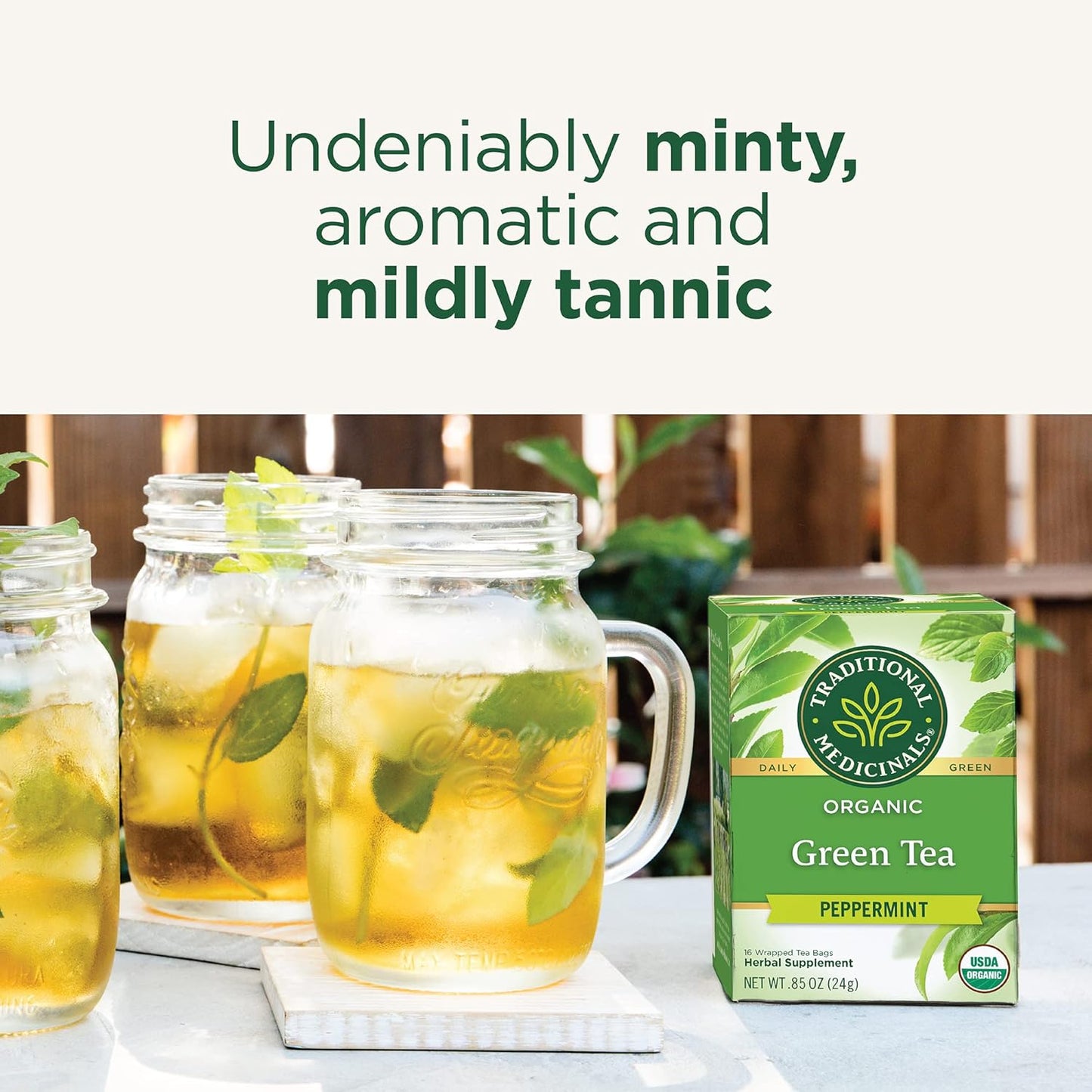 Traditional Medicinals Organic Green Tea Peppermint Tea, 16 Tea Bags