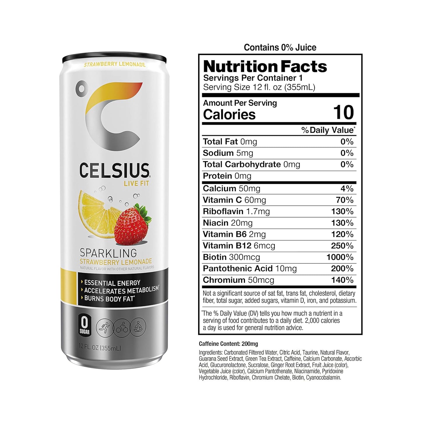 CELSIUS Sparkling Orange, Functional Essential Energy Drink 12 Fl Oz