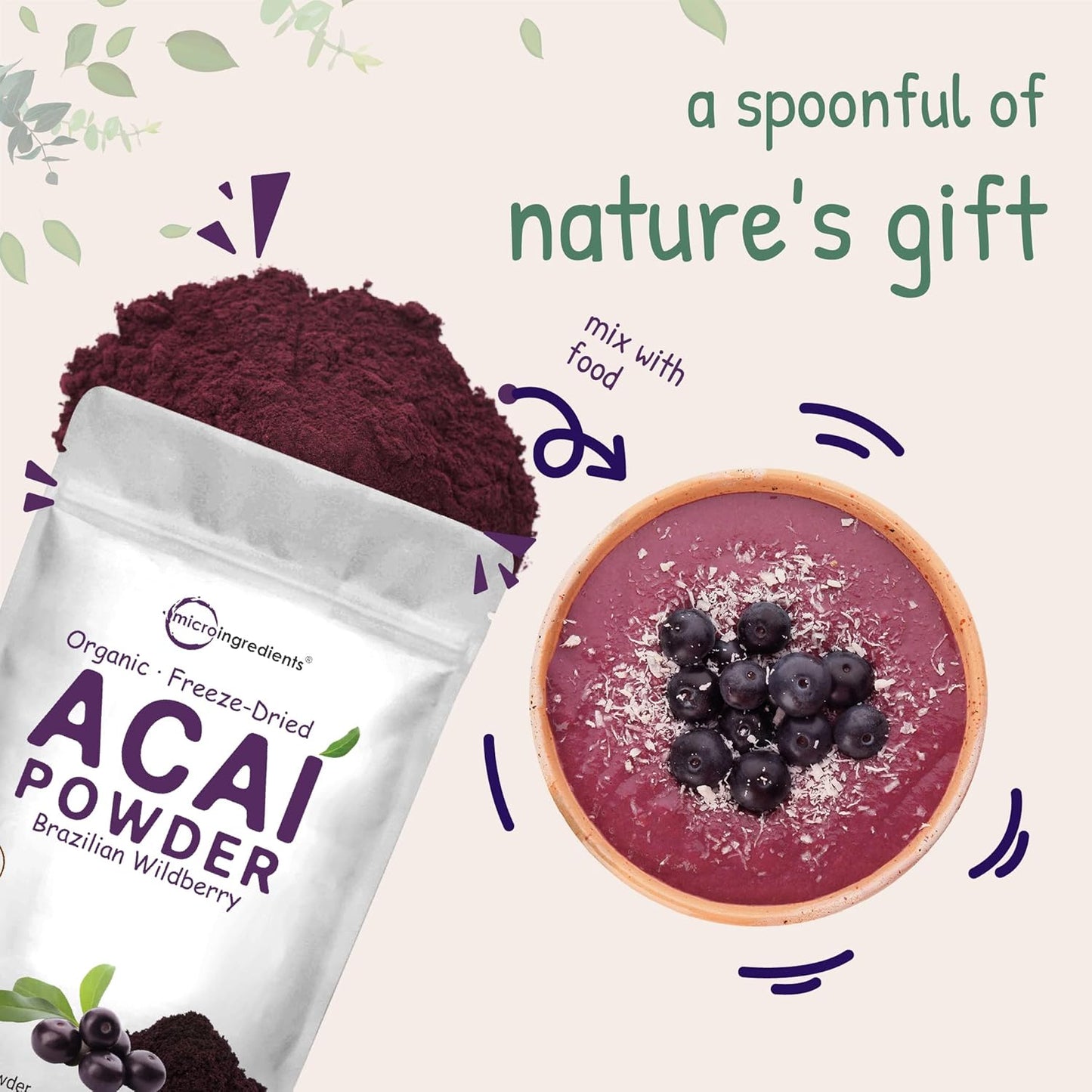 Organic Acerola Powder, 8oz | Natural Organic Vitamin C Superfood | No Sugar & Additives | Great Flavor for Drinks, Smoothie, & Beverages | Non-GMO & Vegan Friendly, Brazil Origin