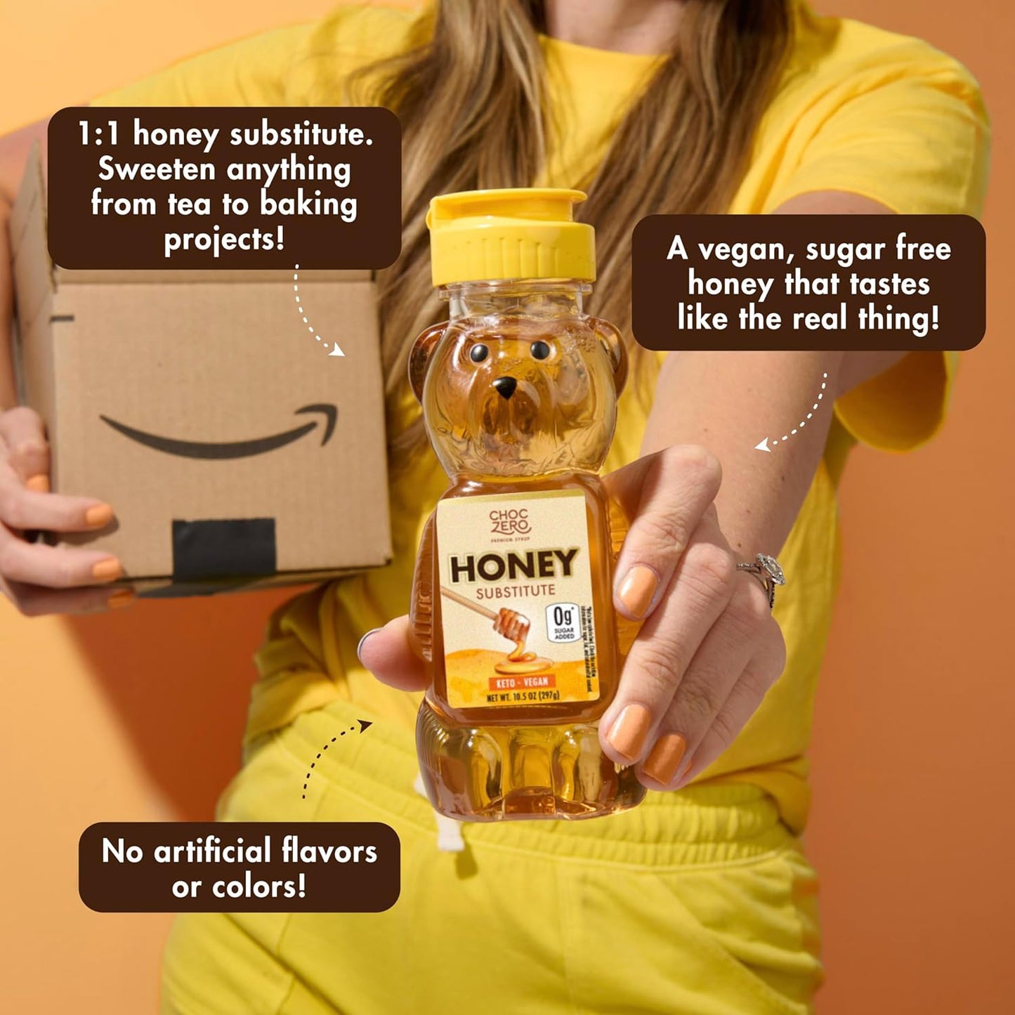 ChocZero Sugar Free Honey, 1:1 Natural Honey Equivalent, Same Sweetness and Consistency as Raw Honey, Keto Friendly, Vegan (1 Jar, 10.5oz)
