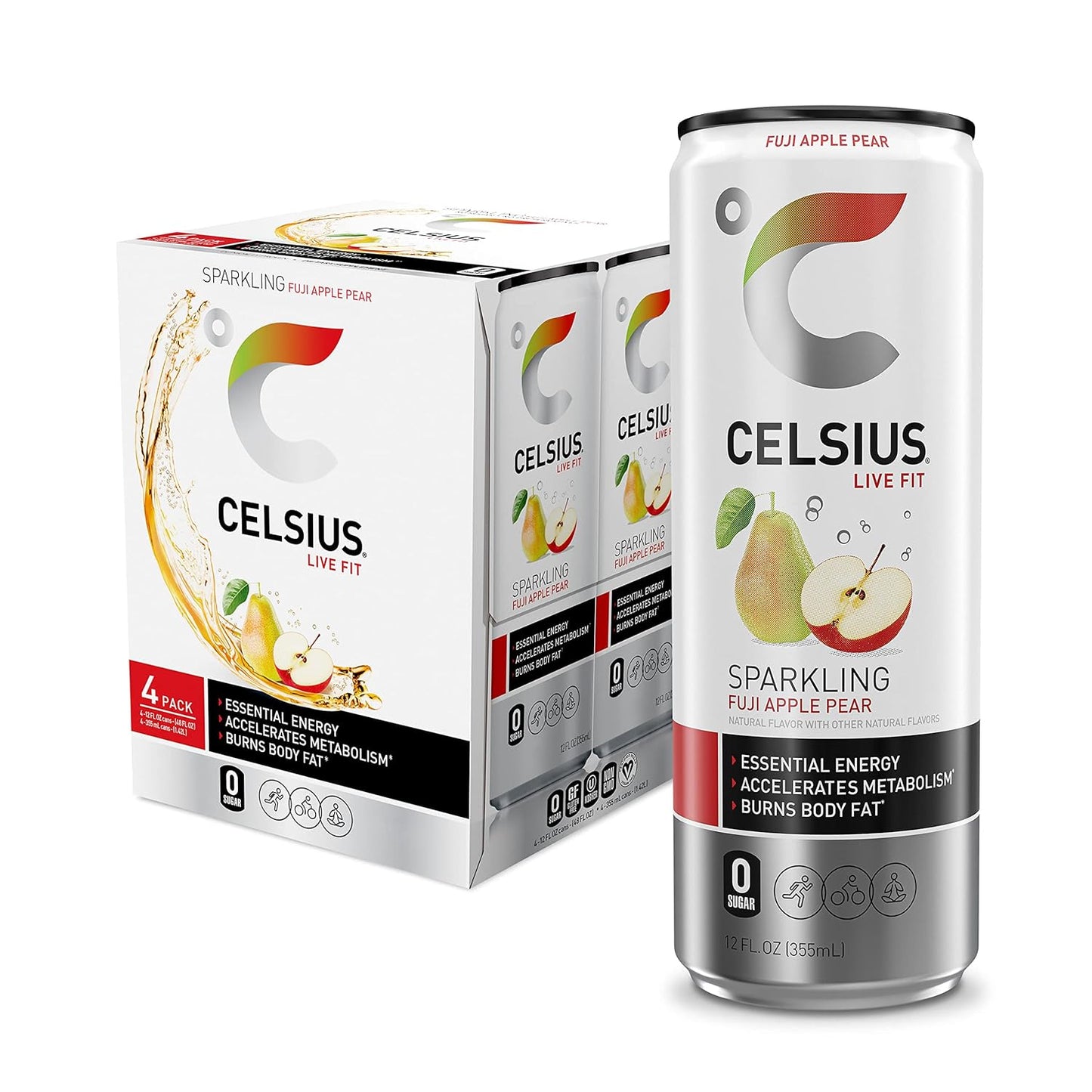 CELSIUS Sparkling Orange, Functional Essential Energy Drink 12 Fl Oz