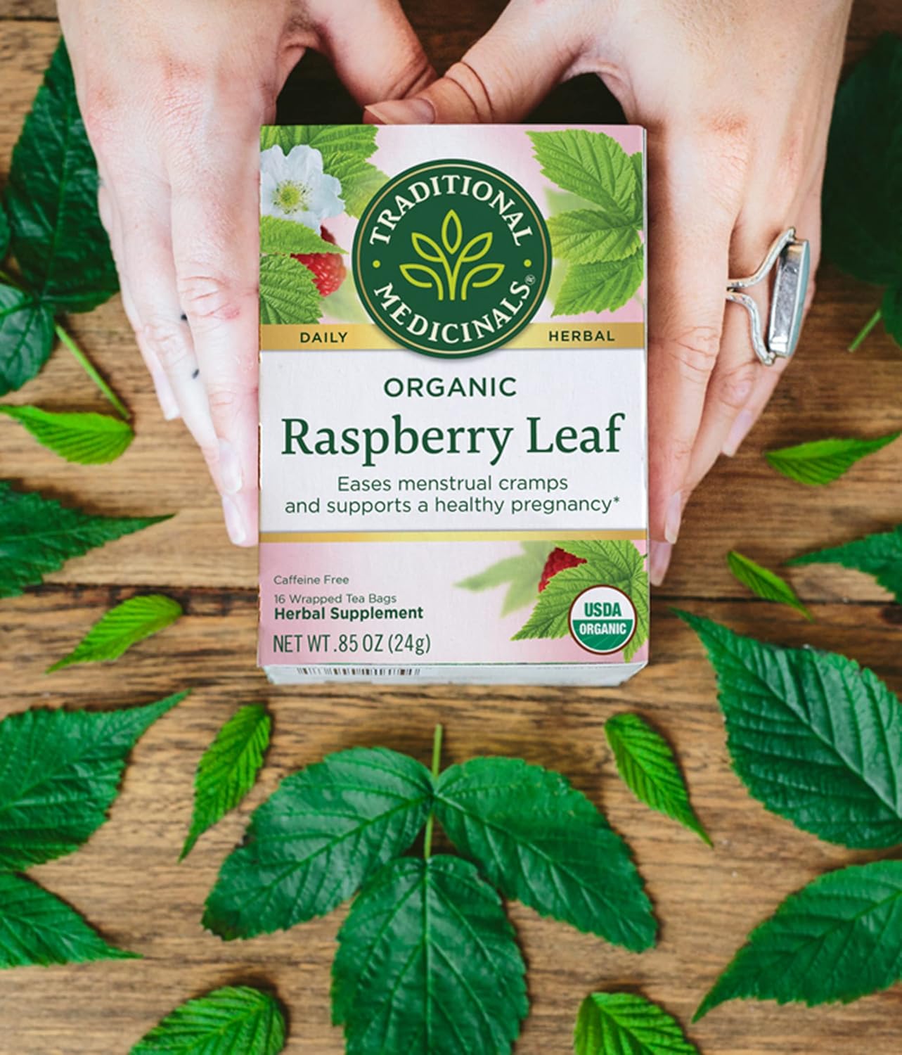 Traditional Medicinals Tea, Organic Raspberry Leaf, Eases Menstrual Cramps, Supports a Healthy Pregnancy, 16 Tea Bags