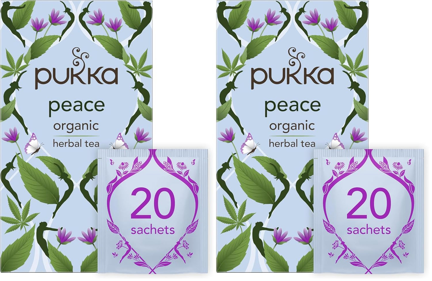 Pukka Peace Organic Tea Bags, Herbal Tea with Spearmint, Ashwagandha, and Hemp Seed Oil, Perfect for Balanced Tranquility, Caffeine Free, 80 Total Tea Bags.
