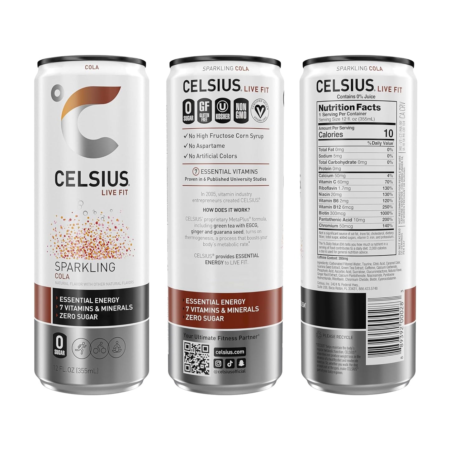 CELSIUS Sparkling Orange, Functional Essential Energy Drink 12 Fl Oz