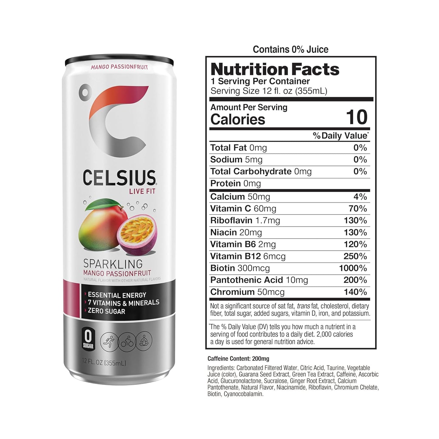 CELSIUS Sparkling Orange, Functional Essential Energy Drink 12 Fl Oz