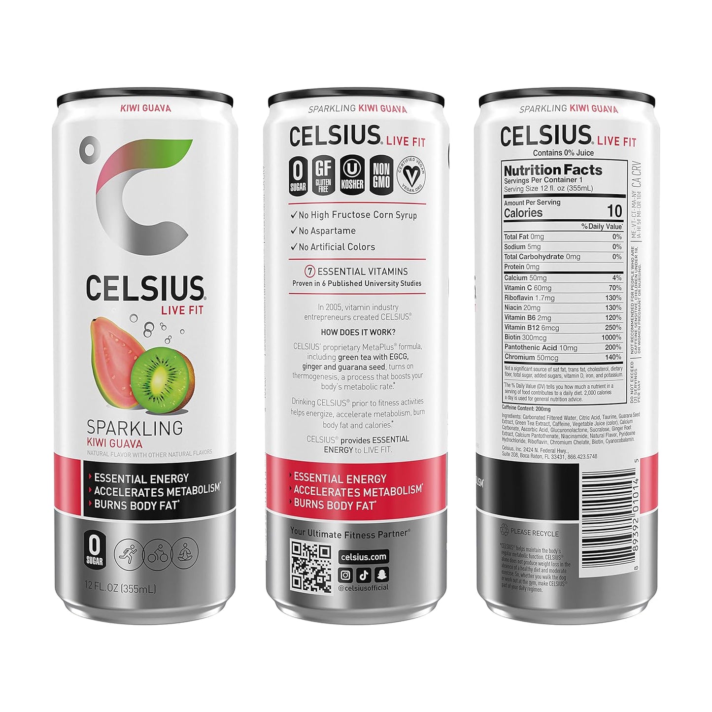 CELSIUS Sparkling Orange, Functional Essential Energy Drink 12 Fl Oz