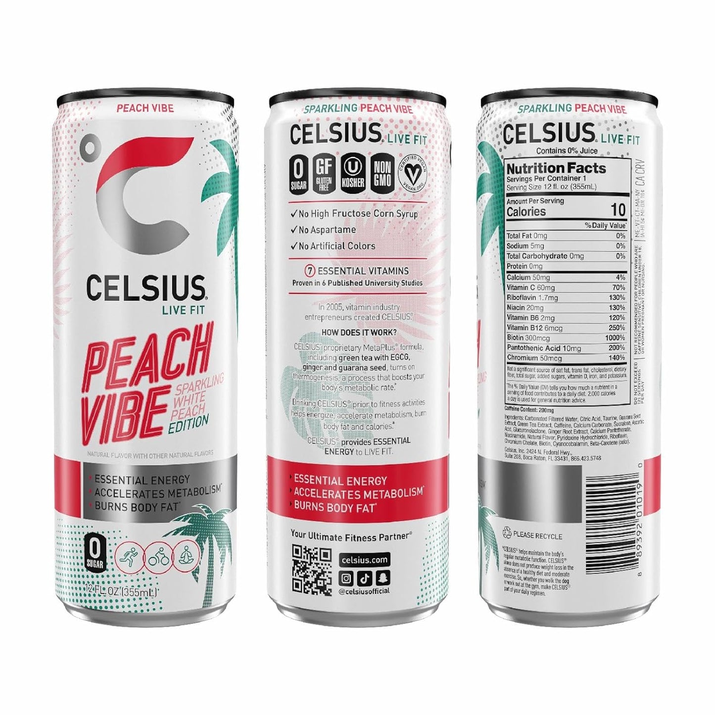 CELSIUS Sparkling Orange, Functional Essential Energy Drink 12 Fl Oz