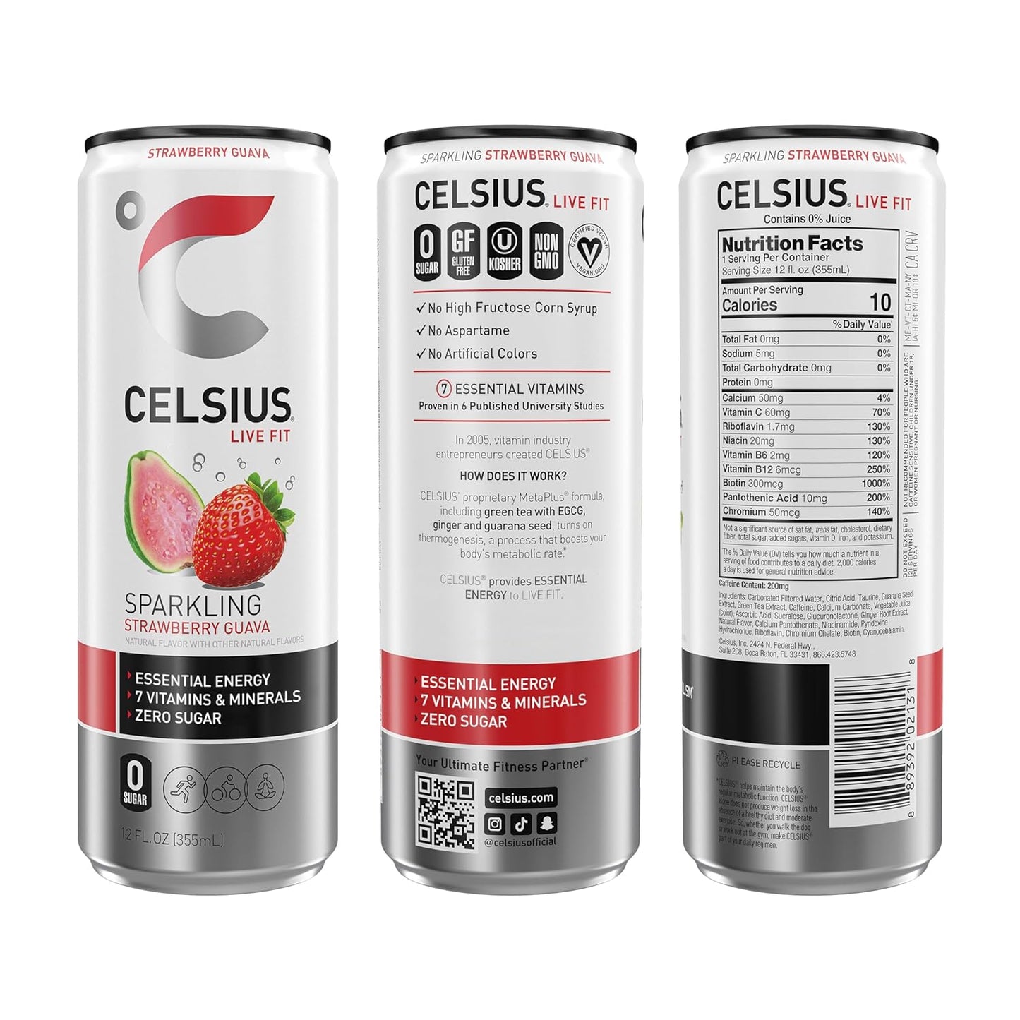 CELSIUS Sparkling Orange, Functional Essential Energy Drink 12 Fl Oz