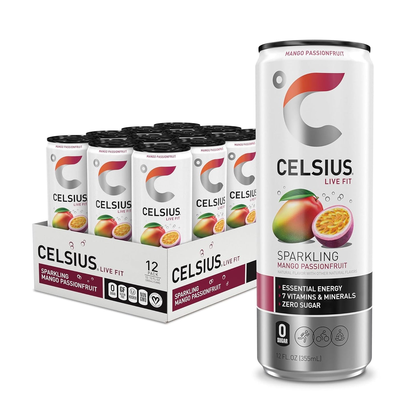CELSIUS Sparkling Orange, Functional Essential Energy Drink 12 Fl Oz