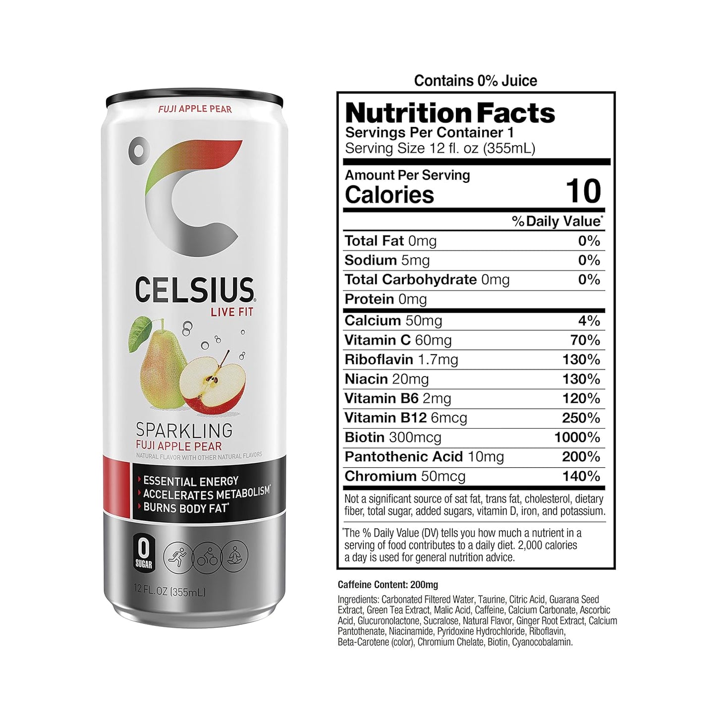 CELSIUS Sparkling Orange, Functional Essential Energy Drink 12 Fl Oz