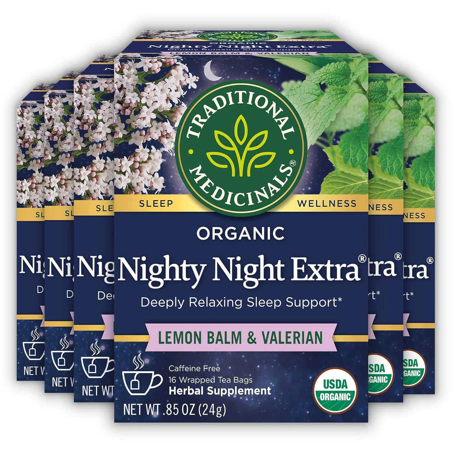 Traditional Medicinals Organic Nighty Night Tea, 16 Tea Bags (Pack of 1)
