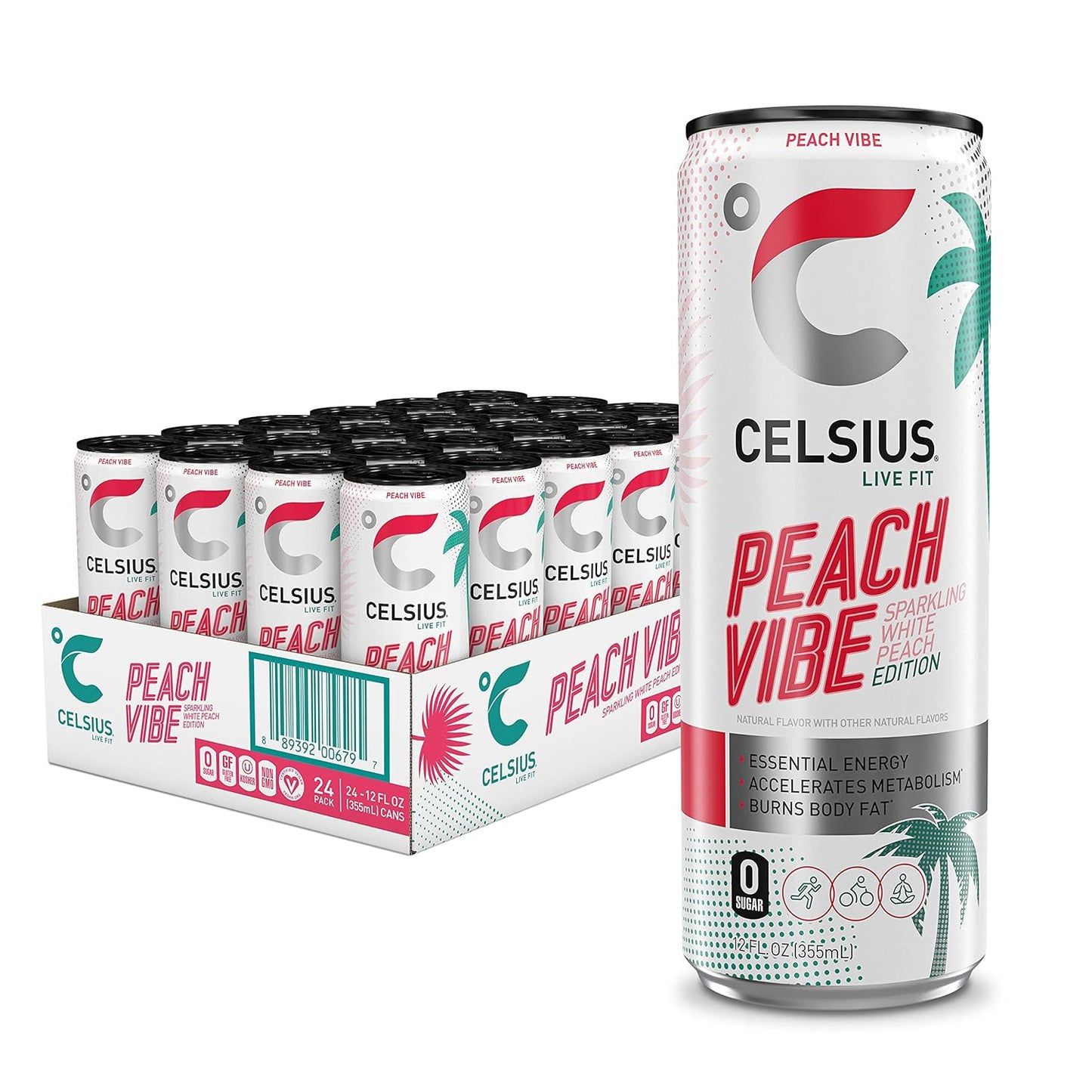 CELSIUS Sparkling Orange, Functional Essential Energy Drink 12 Fl Oz