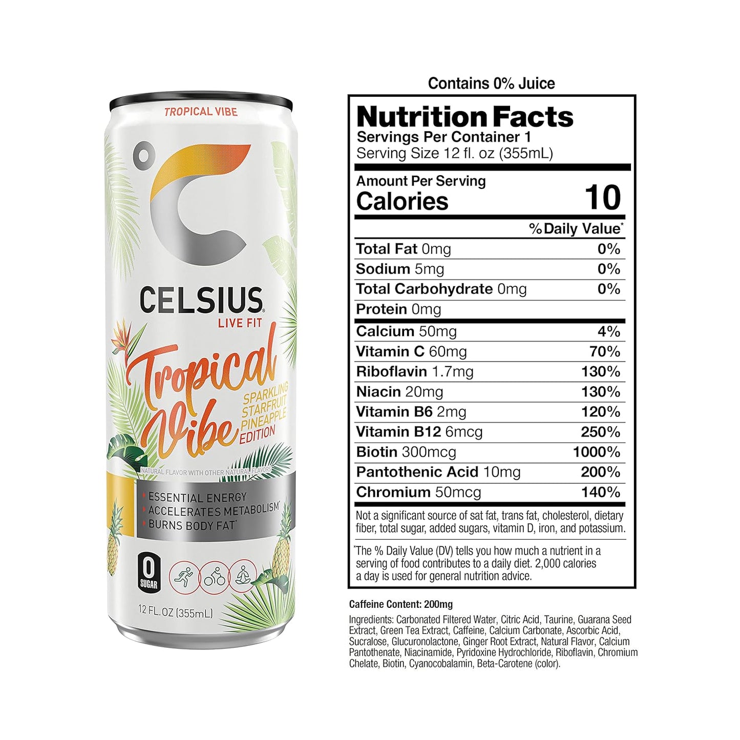 CELSIUS Sparkling Orange, Functional Essential Energy Drink 12 Fl Oz