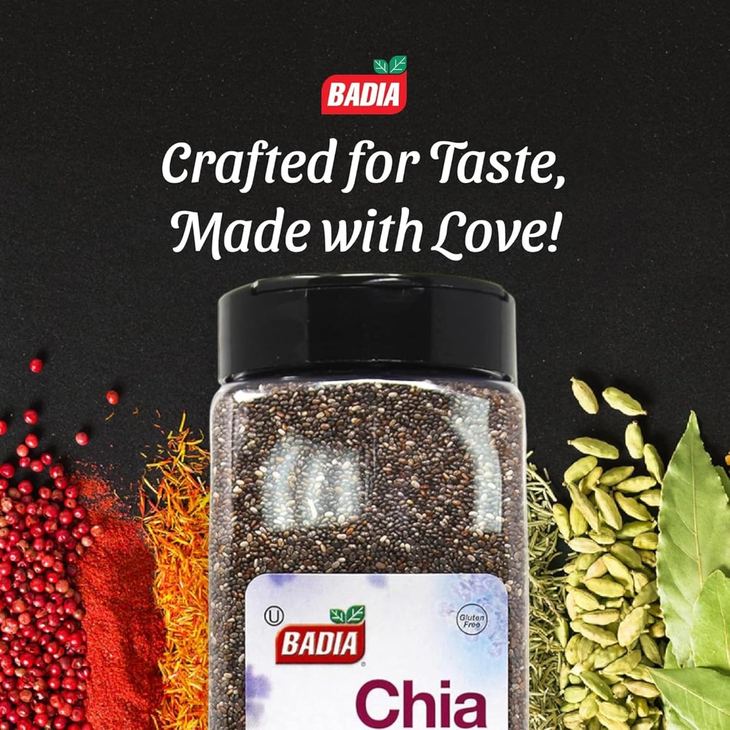 Badia Chia Seed, 22 oz – High Fiber, Omega-3, Protein, Energy Boost - Smoothies, Yogurt, Baking, Oatmeal