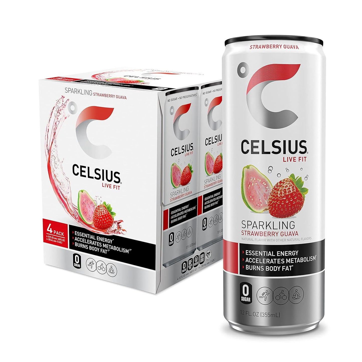 CELSIUS Sparkling Orange, Functional Essential Energy Drink 12 Fl Oz