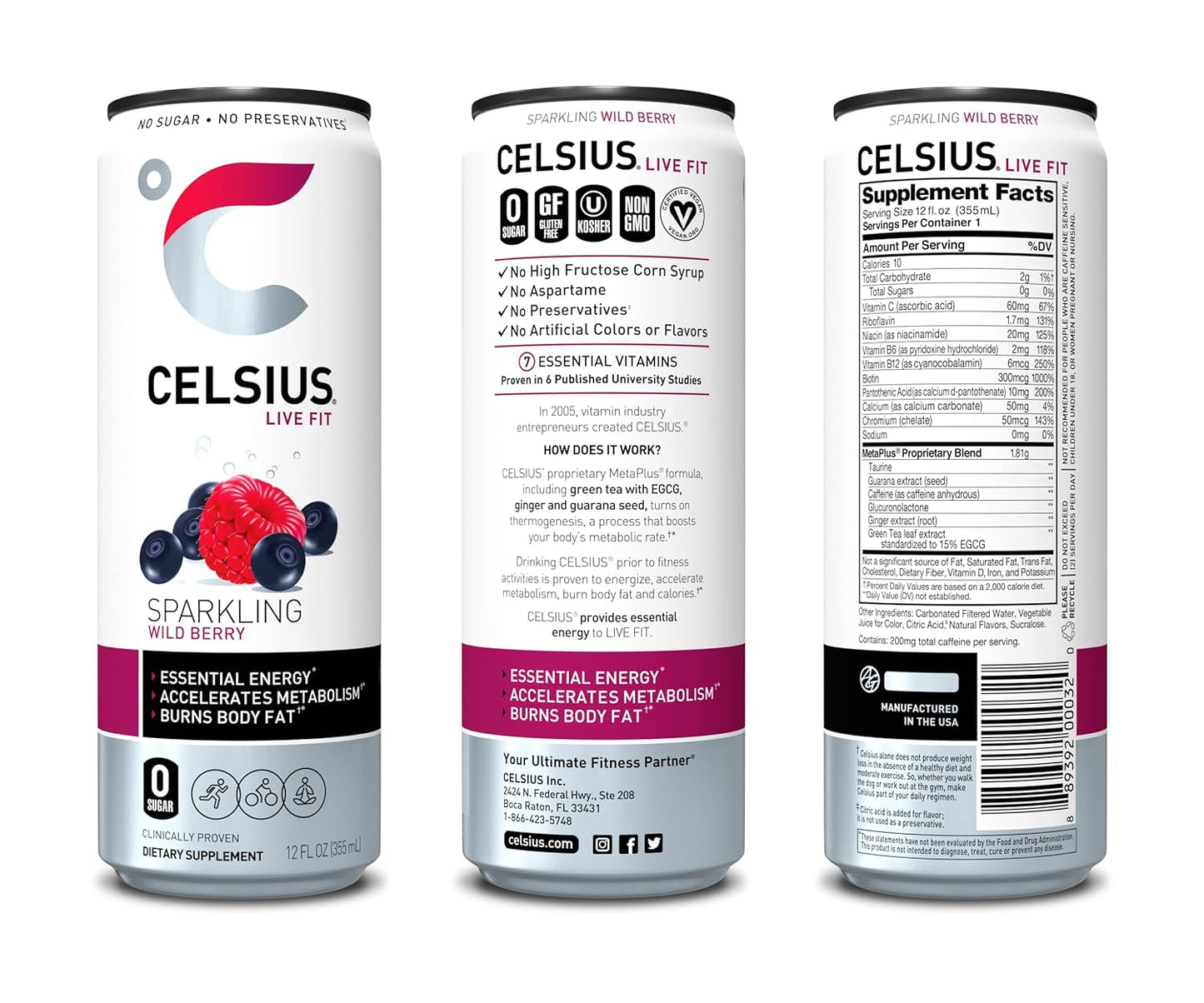 CELSIUS Sparkling Orange, Functional Essential Energy Drink 12 Fl Oz