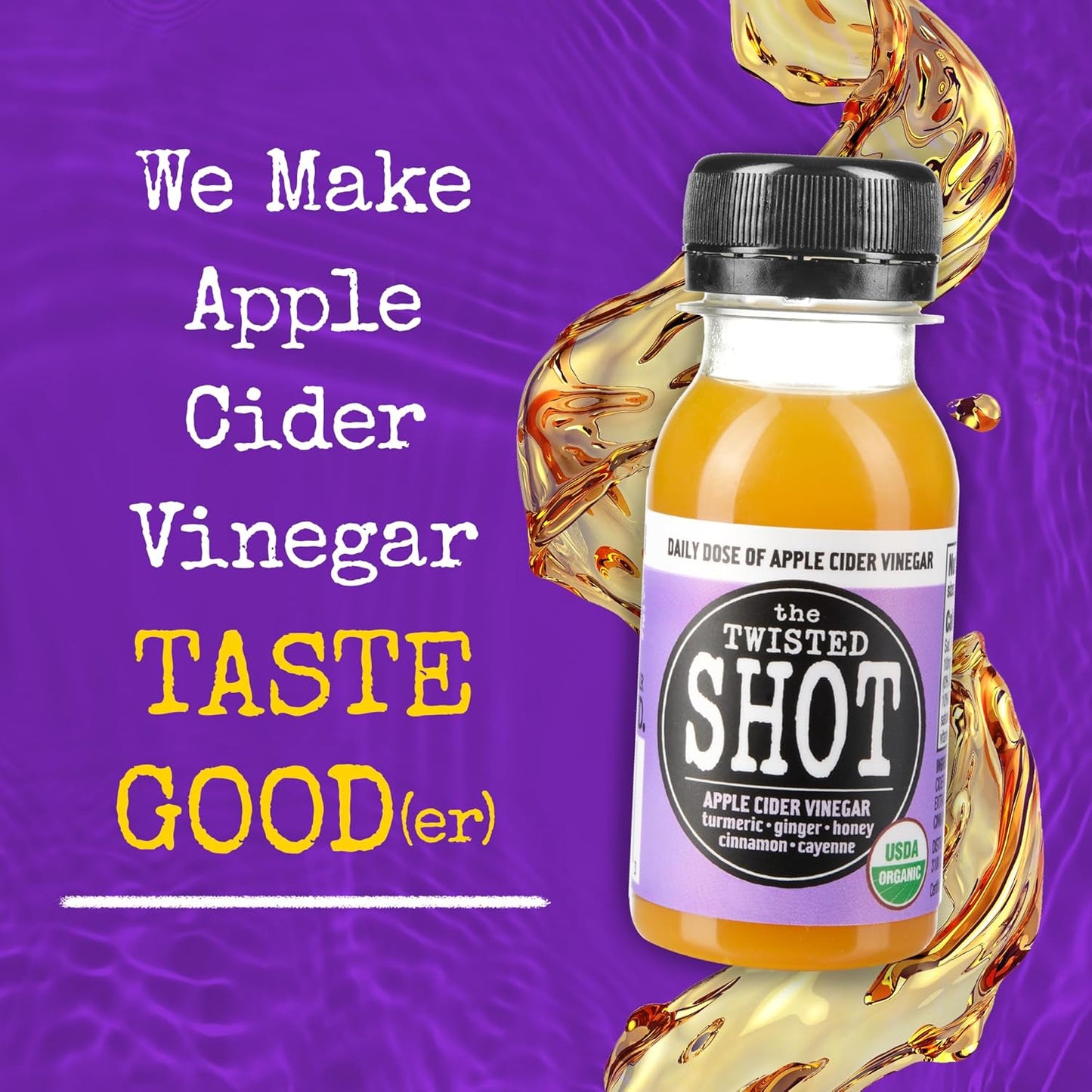 The Twisted Shot | Organic Apple Cider Vinegar Wellness Shots with Ginger, Turmeric, Honey, Cinnamon and Cayenne | Digestion, Immunity and Gut Health Support | Ready to Drink | , 2 oz Mini Bottles