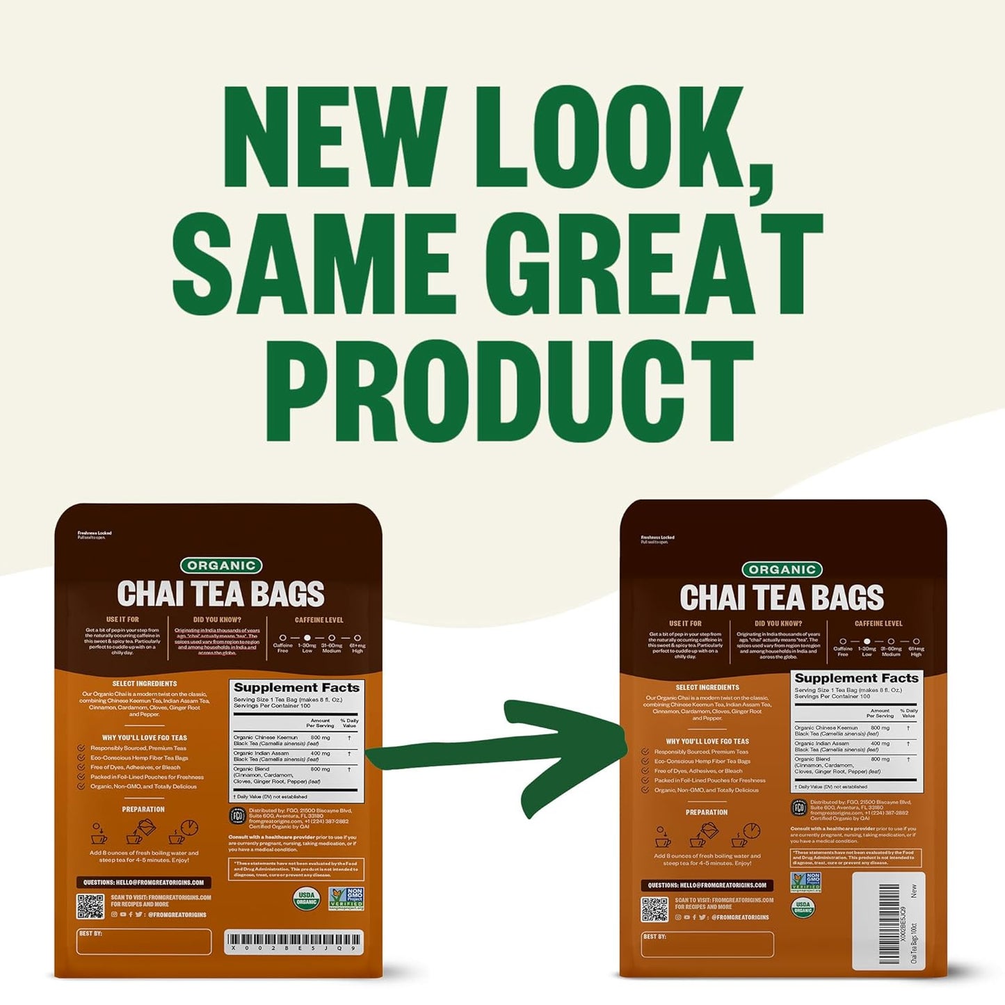 FGO Organic Nettle Leaf Tea, 100 Count, Eco-Conscious Tea Bags, Caffeine Free, Resealable Bag, Packaging May Vary (Pack of 1)