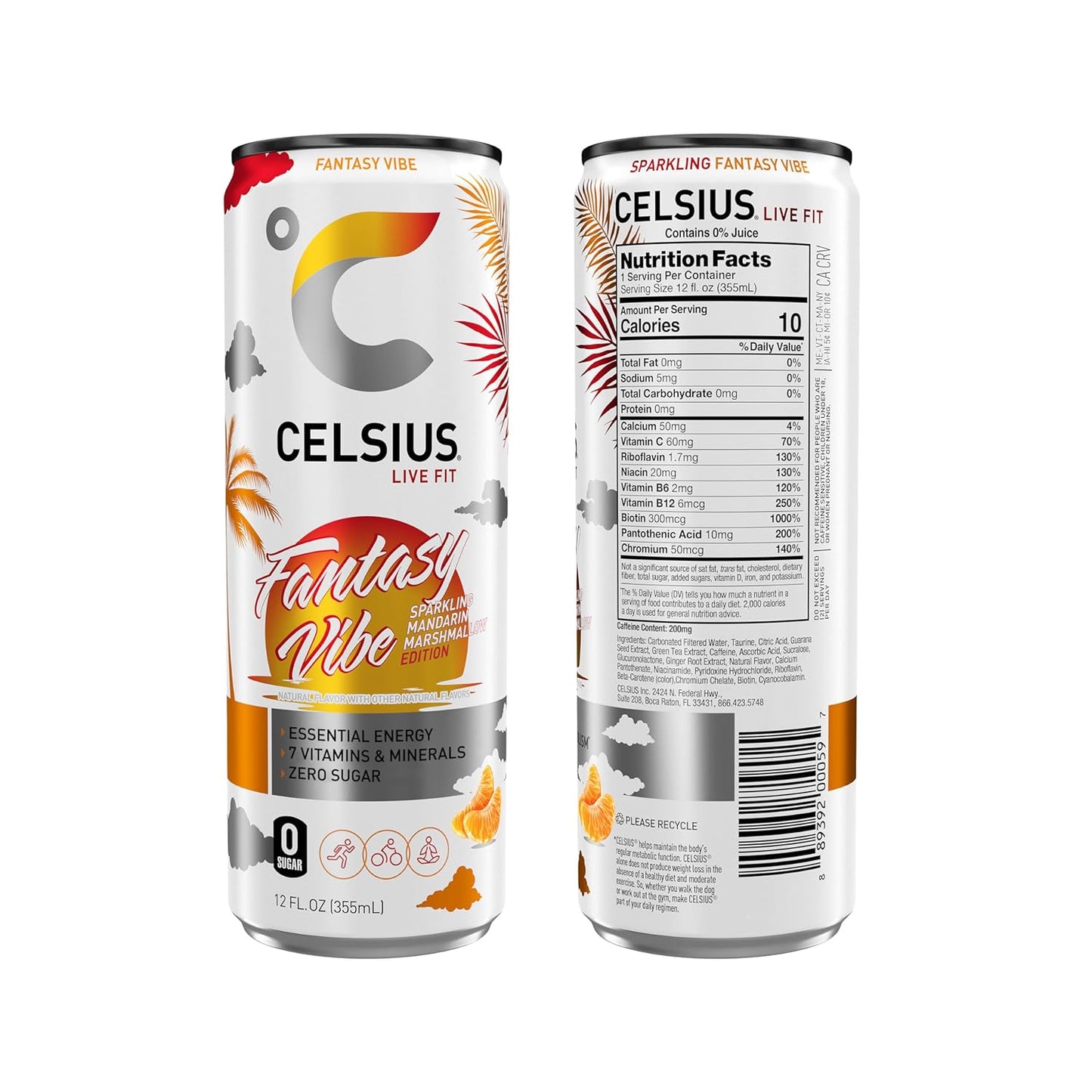 CELSIUS Sparkling Orange, Functional Essential Energy Drink 12 Fl Oz