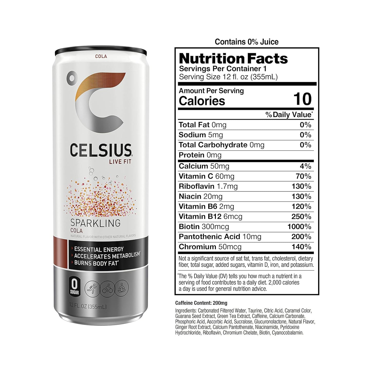 CELSIUS Sparkling Orange, Functional Essential Energy Drink 12 Fl Oz