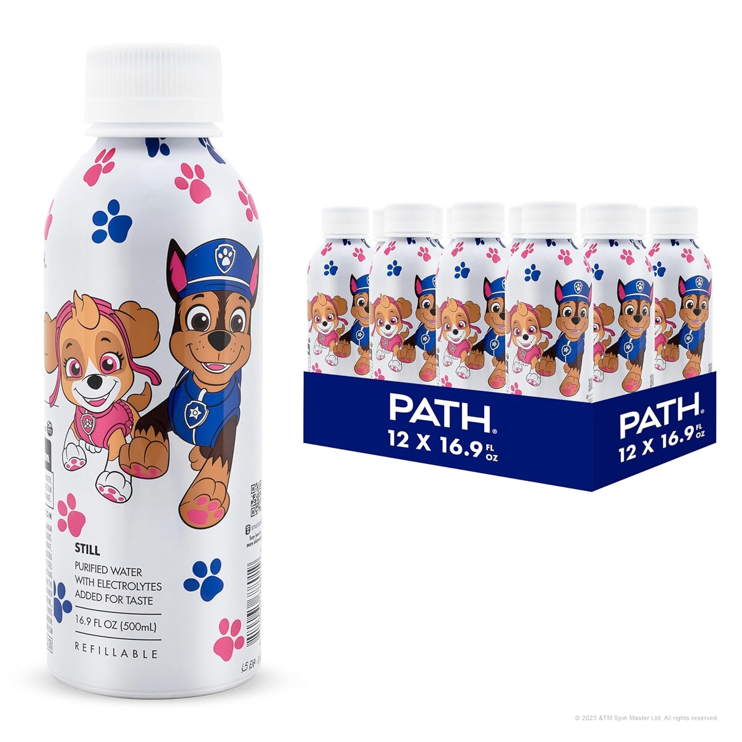 PATH Still Water Ultra-Purified, pH-Balanced, Locally Sourced – PAW Patrol Edition Aluminum Bottle – BPA-Free, Reusable, Infinitely Recyclable 16.9 fl oz