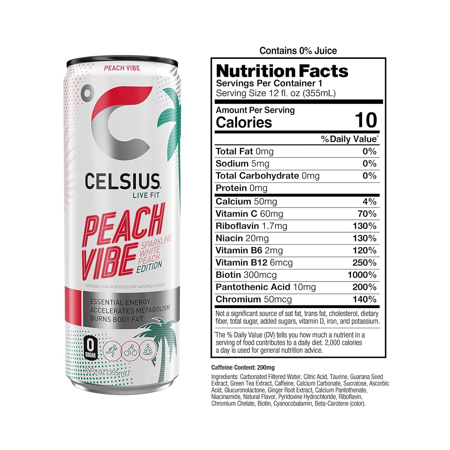 CELSIUS Sparkling Orange, Functional Essential Energy Drink 12 Fl Oz