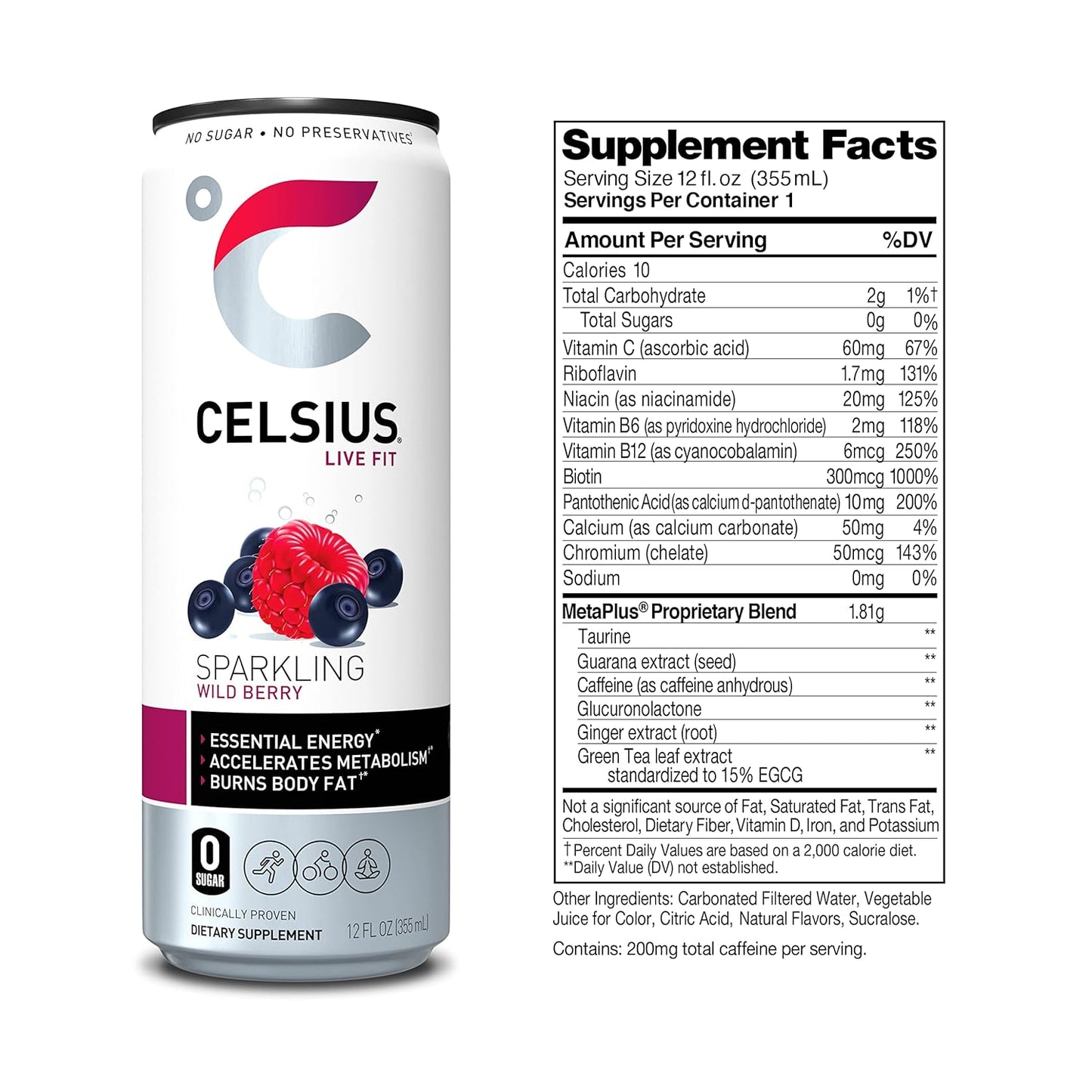 CELSIUS Sparkling Orange, Functional Essential Energy Drink 12 Fl Oz