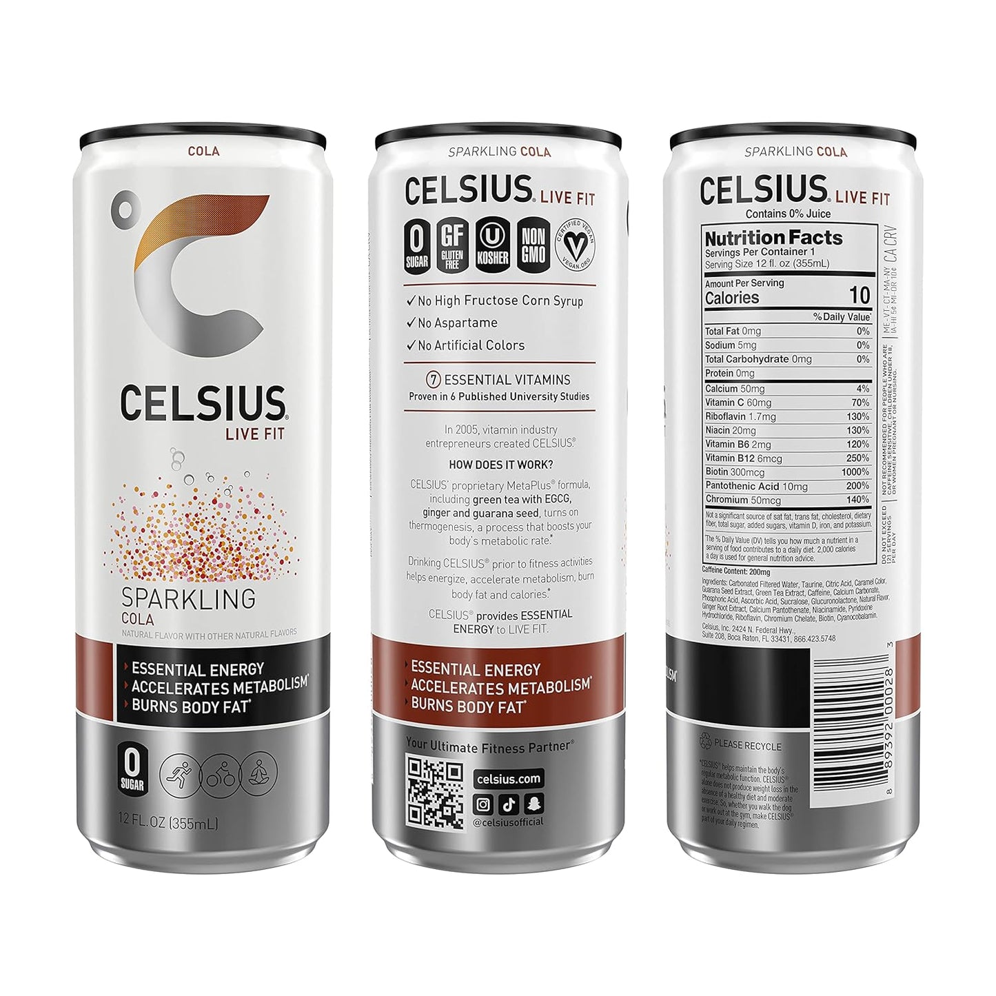 CELSIUS Sparkling Orange, Functional Essential Energy Drink 12 Fl Oz