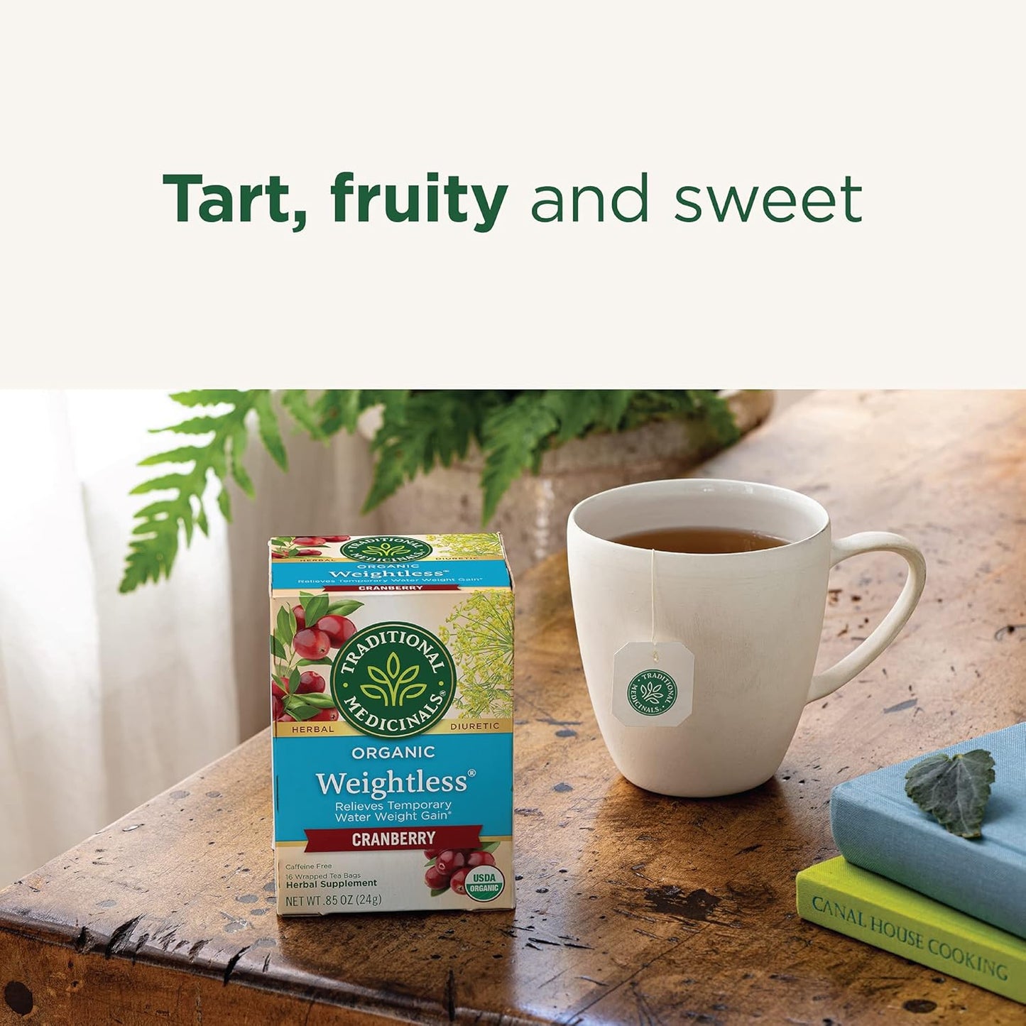 Traditional Medicinals Tea, Organic Weightless, Relieves Temporary Water Weight Gain, Cranberry, 16 Tea Bags