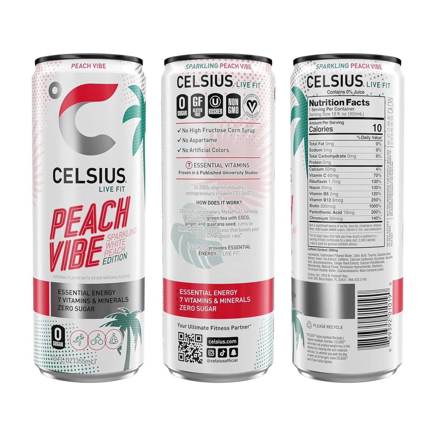 CELSIUS Sparkling Orange, Functional Essential Energy Drink 12 Fl Oz
