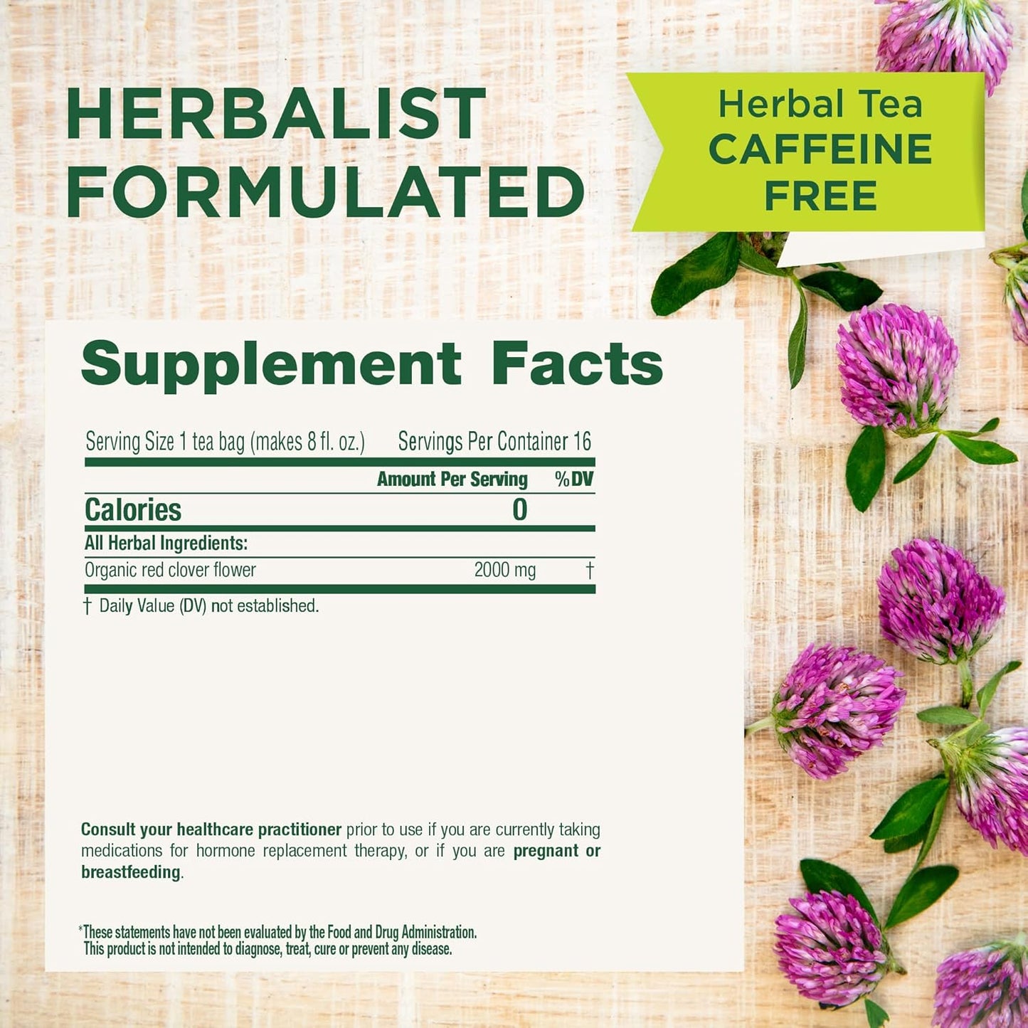Traditional Medicinals Tea, Organic Red Clover, Supports Skin Health, 16 Tea Bags