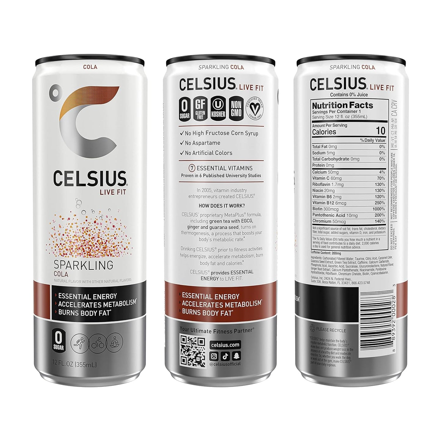 CELSIUS Sparkling Orange, Functional Essential Energy Drink 12 Fl Oz