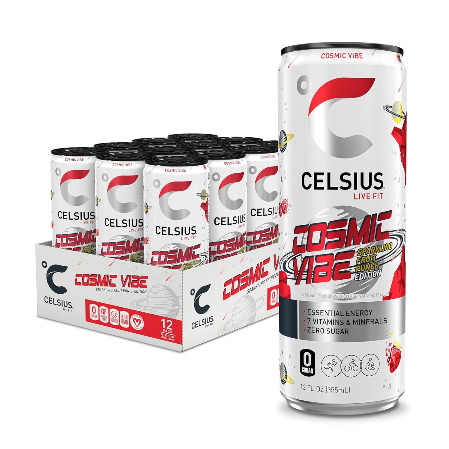 CELSIUS Sparkling Orange, Functional Essential Energy Drink 12 Fl Oz