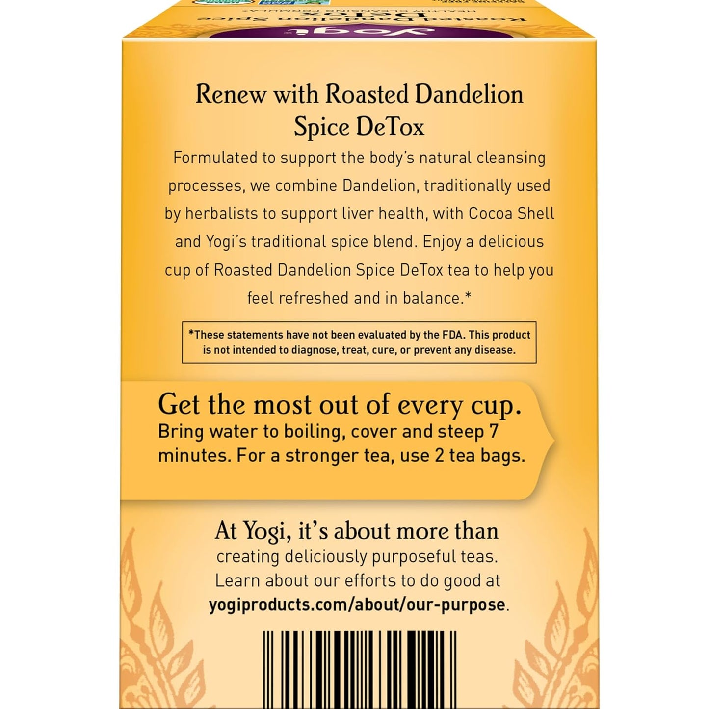 Yogi Tea Roasted Dandelion Spice DeTox Tea - 16 Tea Bags per