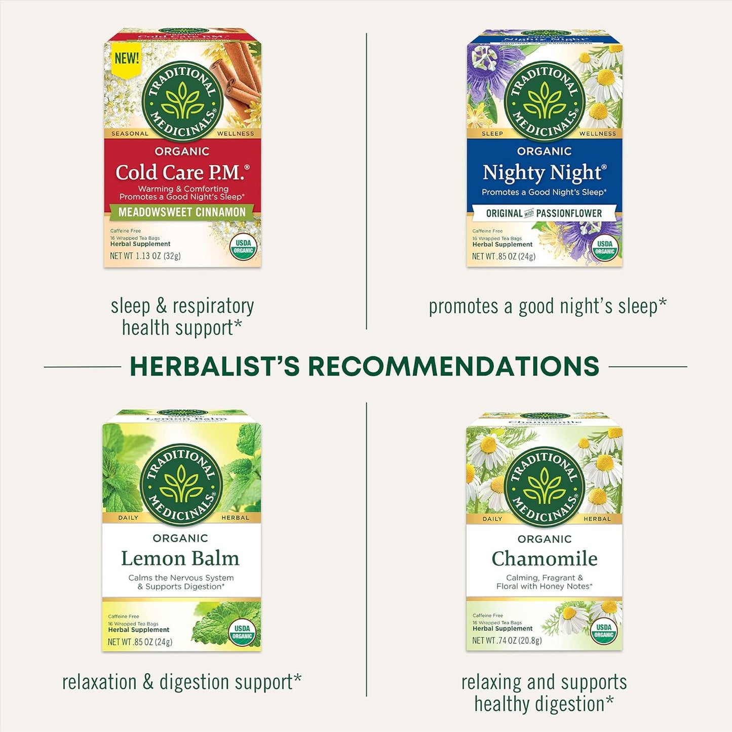 Traditional Medicinals Organic Nighty Night Tea, 16 Tea Bags (Pack of 1)