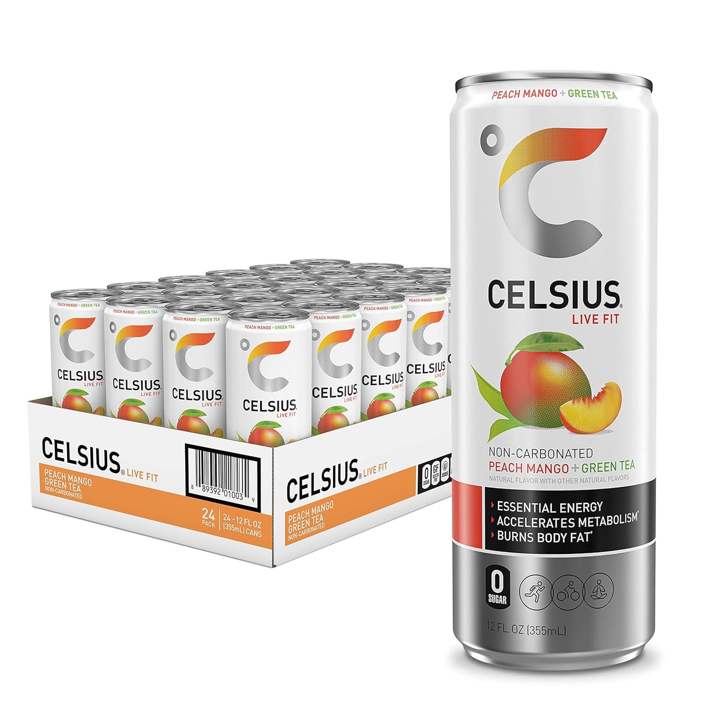 CELSIUS Sparkling Orange, Functional Essential Energy Drink 12 Fl Oz