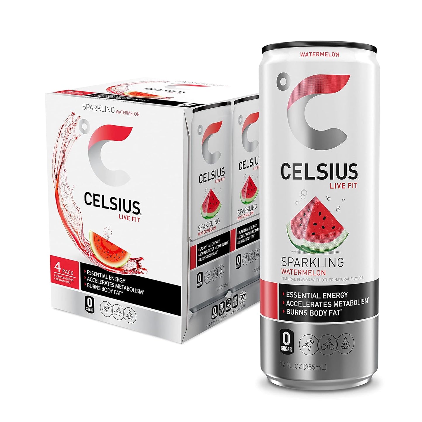 CELSIUS Sparkling Orange, Functional Essential Energy Drink 12 Fl Oz