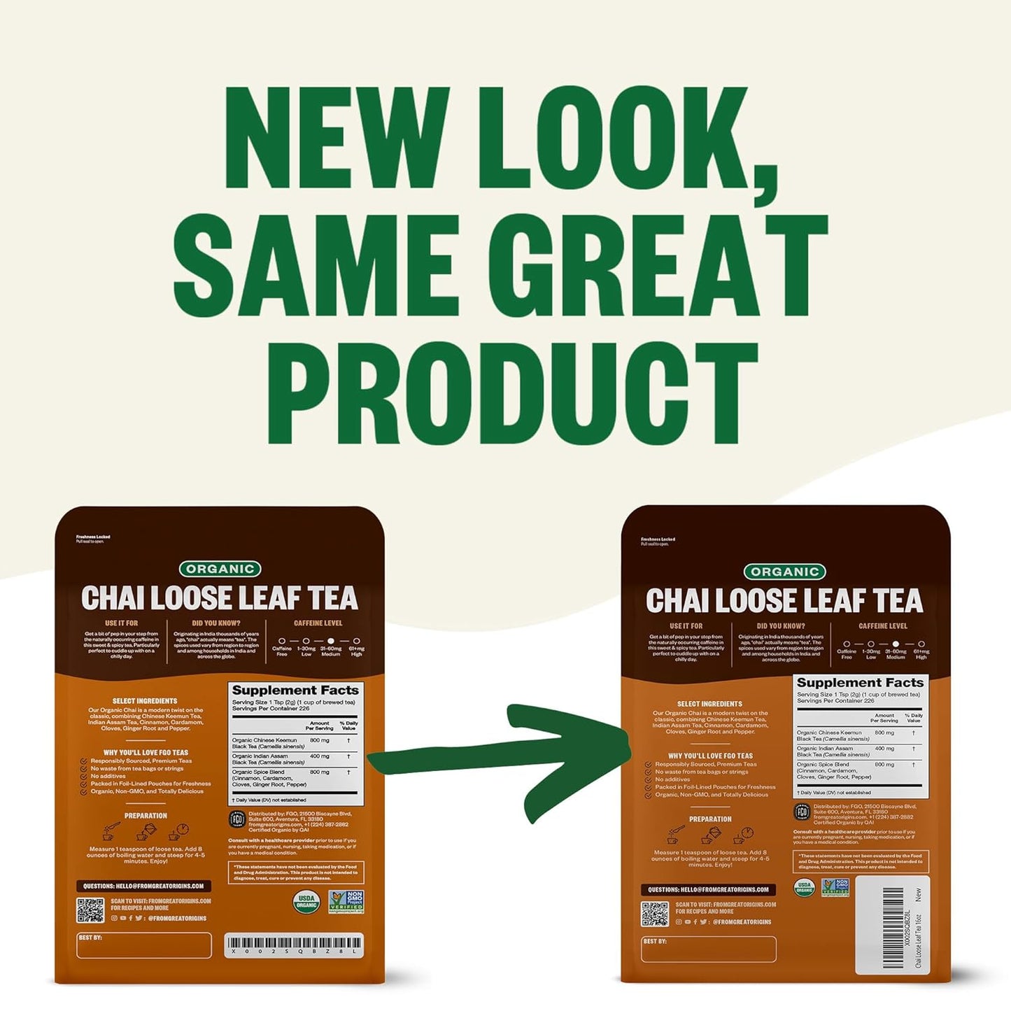 FGO Organic Nettle Leaf Tea, 100 Count, Eco-Conscious Tea Bags, Caffeine Free, Resealable Bag, Packaging May Vary (Pack of 1)