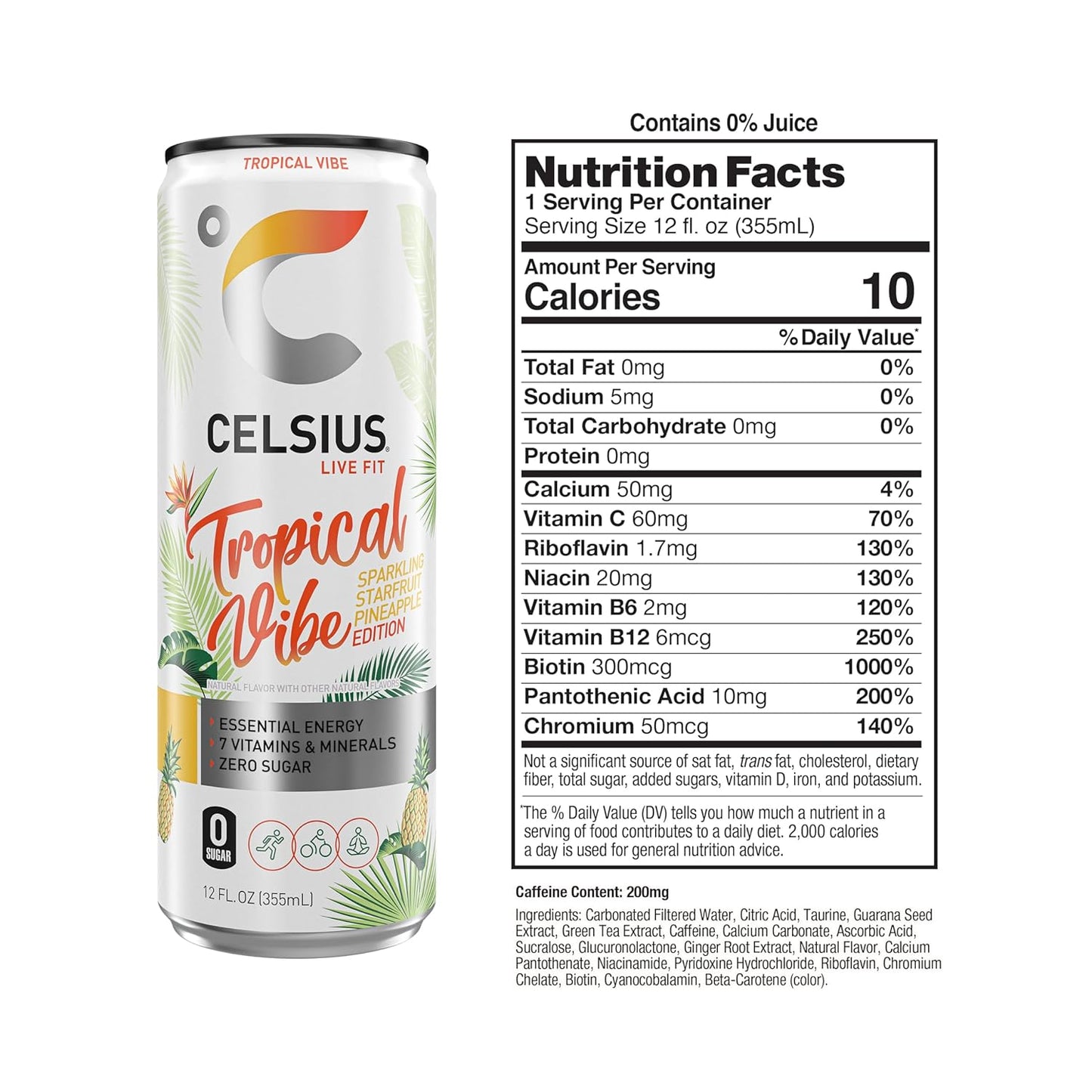 CELSIUS Sparkling Orange, Functional Essential Energy Drink 12 Fl Oz