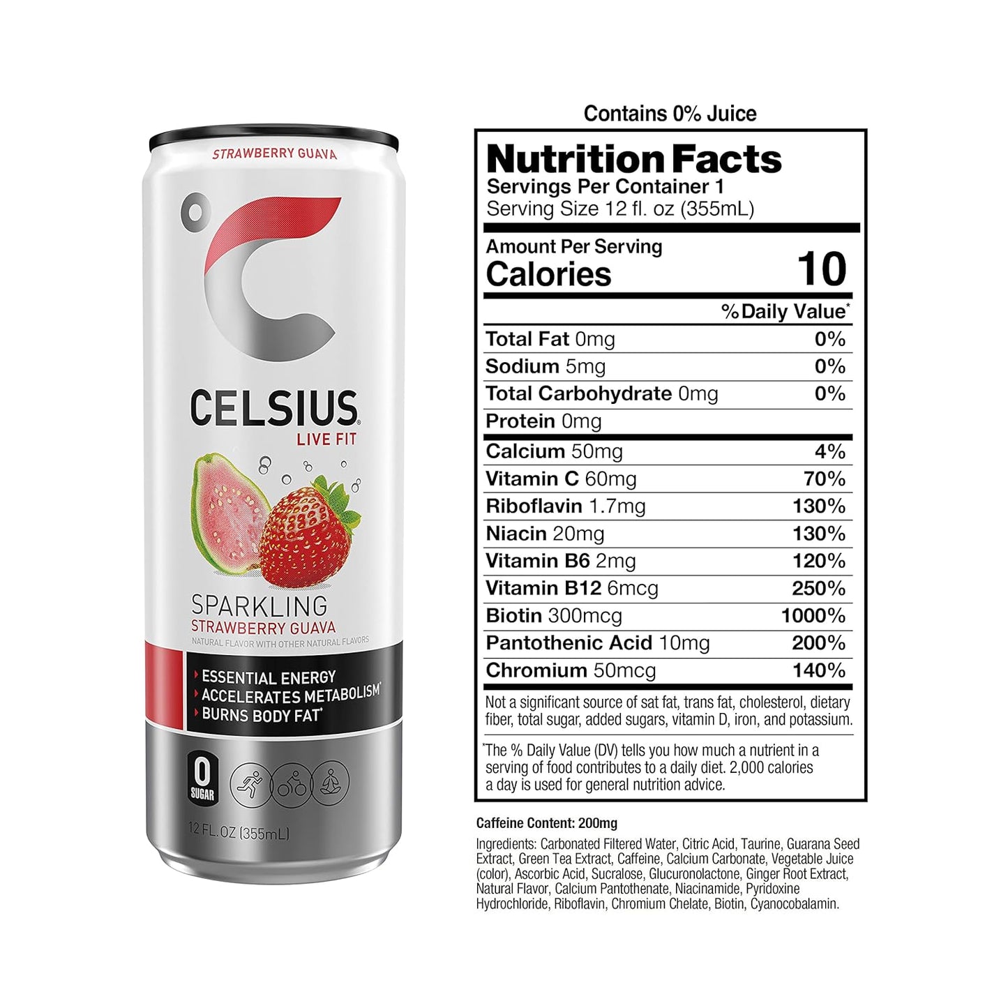 CELSIUS Sparkling Orange, Functional Essential Energy Drink 12 Fl Oz